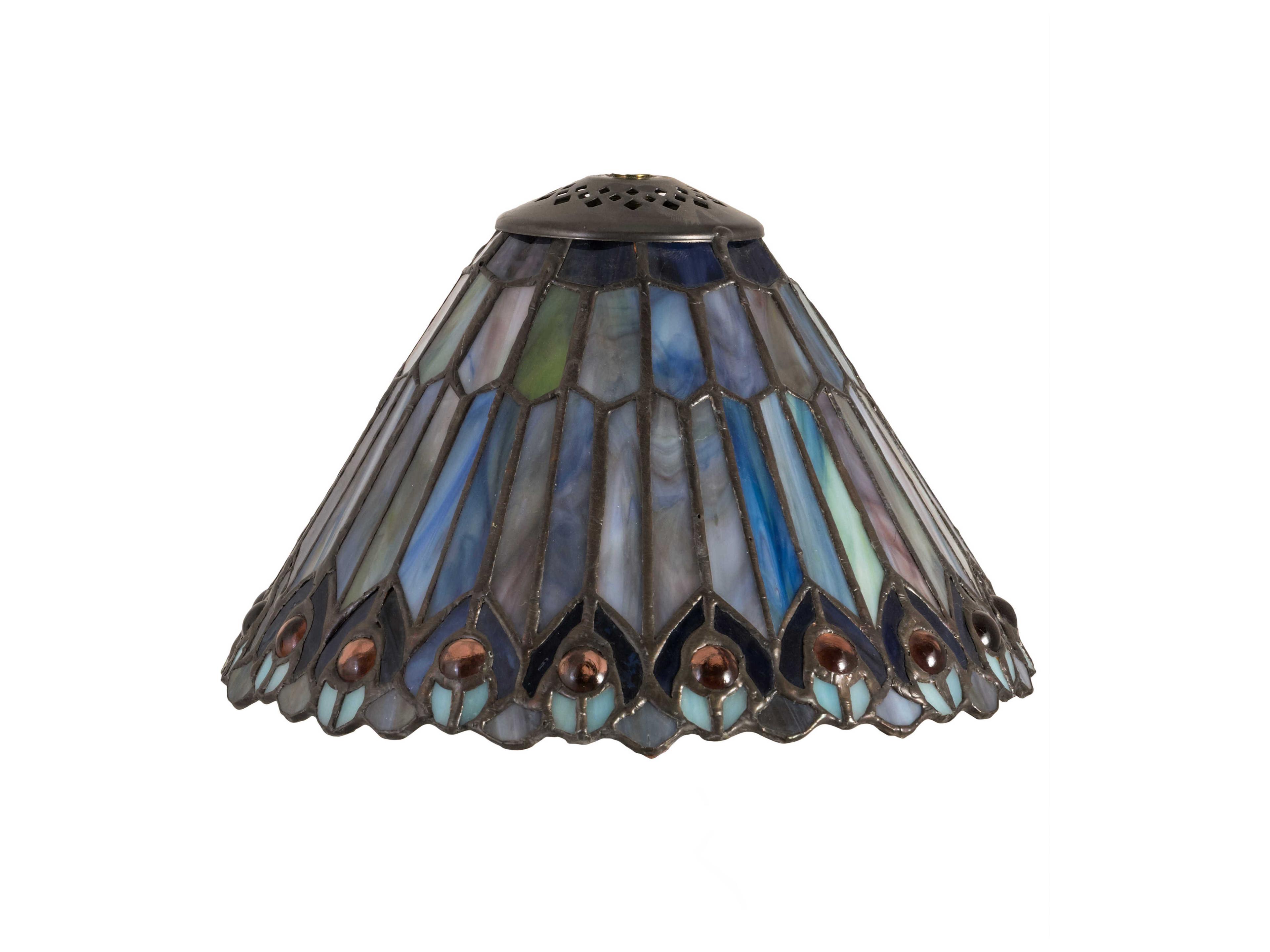 Meyda Tiffany Jeweled Peacock Pink / Amber Green 8" Shade