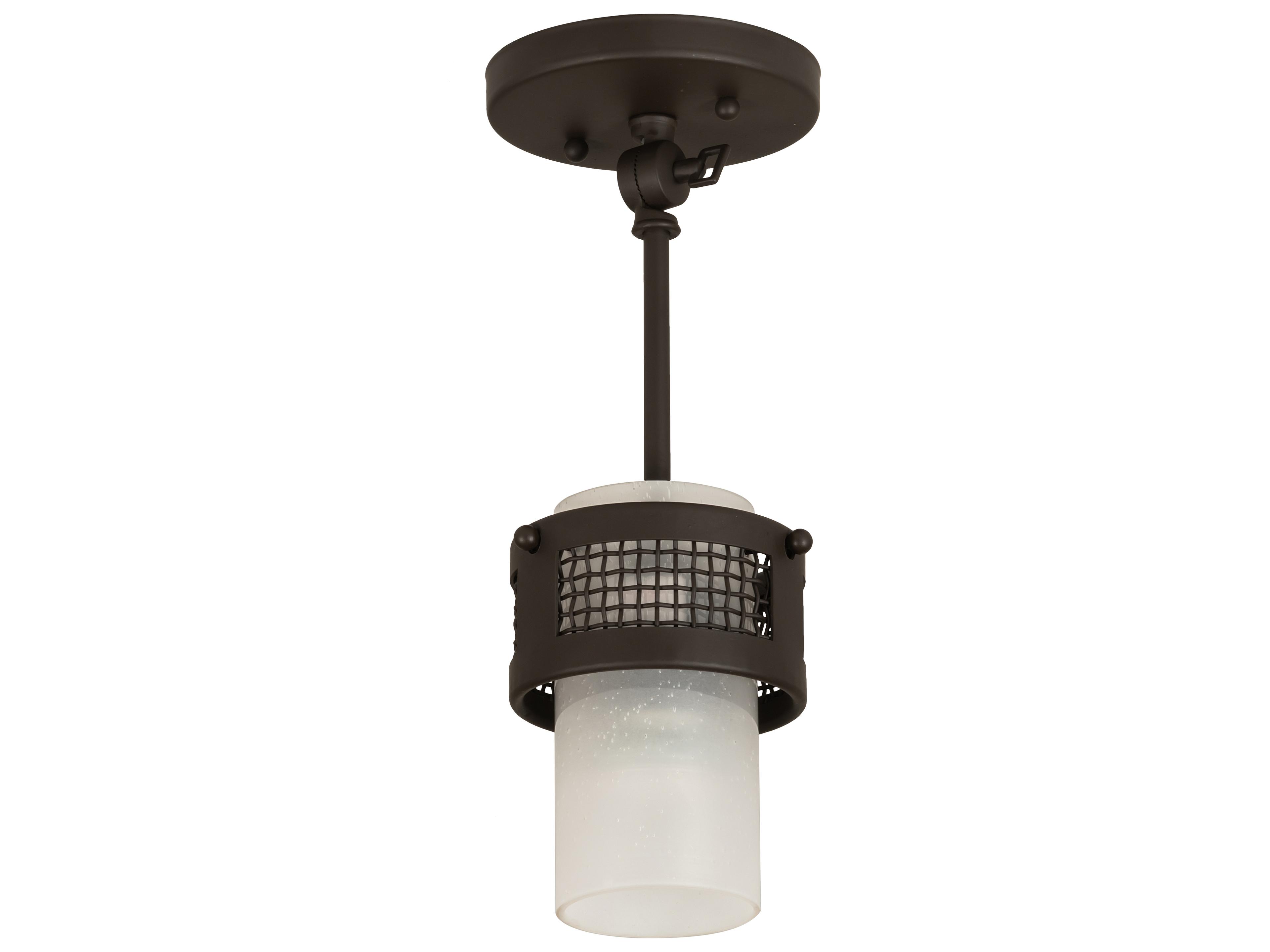 Meyda Maglia Semplice 1-Light Oil Rubbed Bronze White Glass Cylinder Mini Pendant