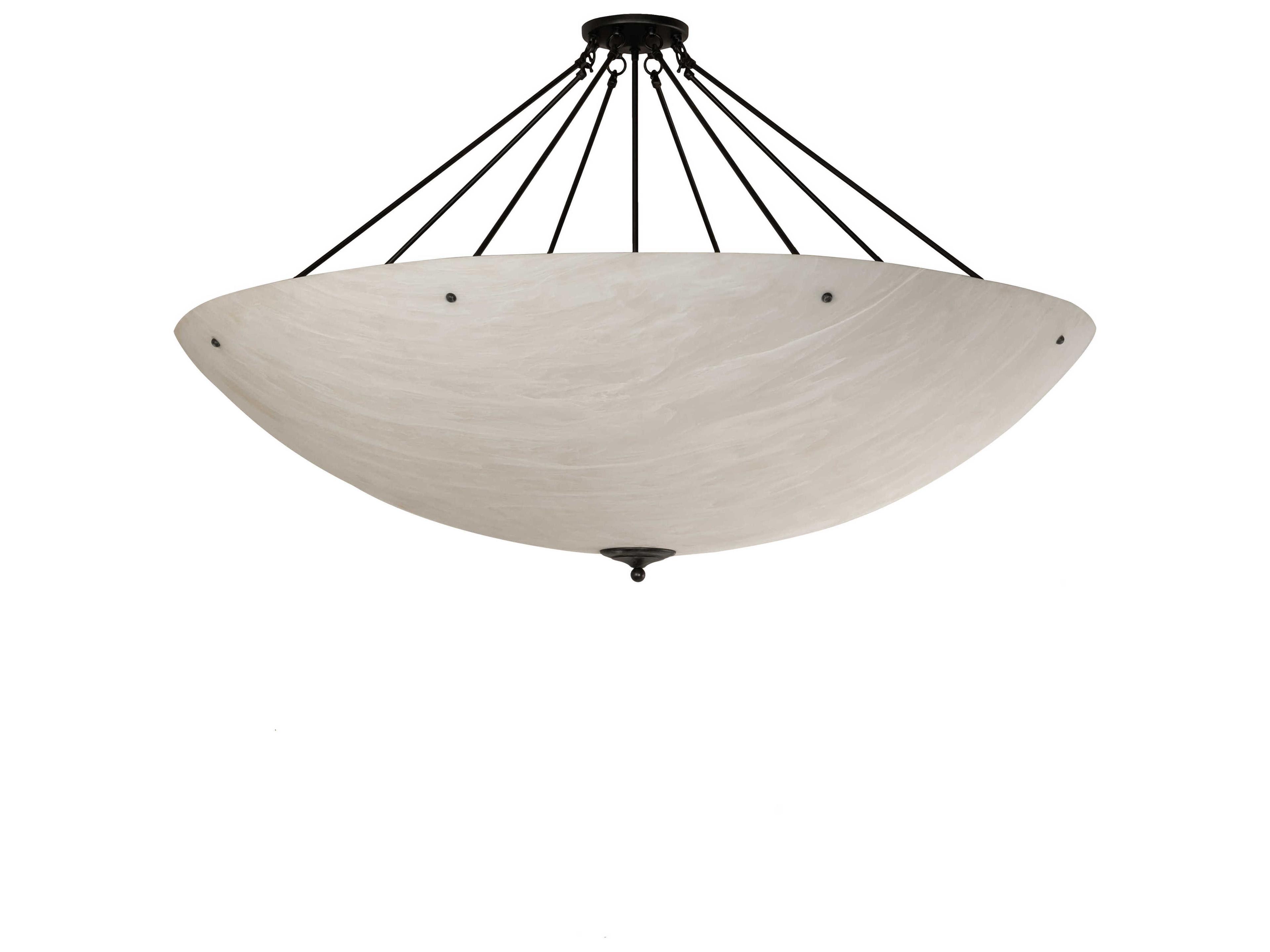 Meyda Madison 12-Light Black White Bowl Semi Flush Mount