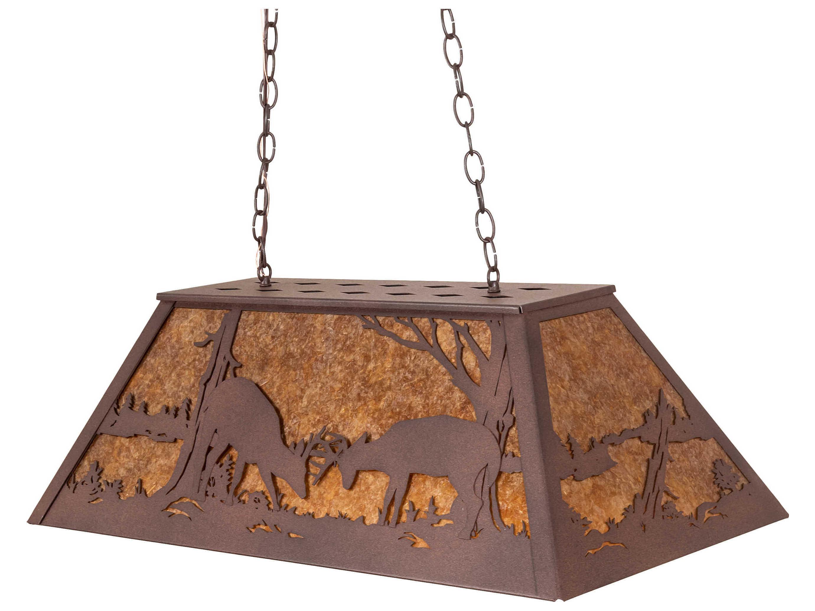 Meyda Battling Bucks 6-Light Rust Brown Tiffany Island Pendant