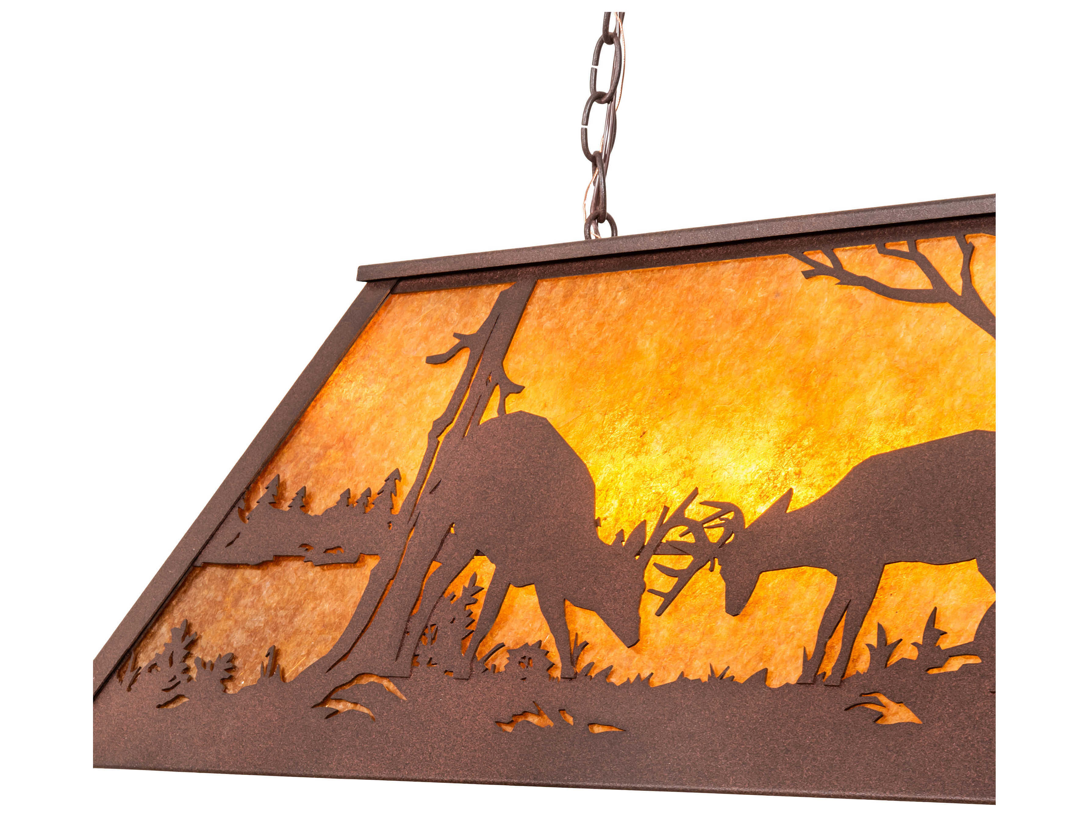Meyda Battling Bucks 6-Light Rust Brown Tiffany Island Pendant