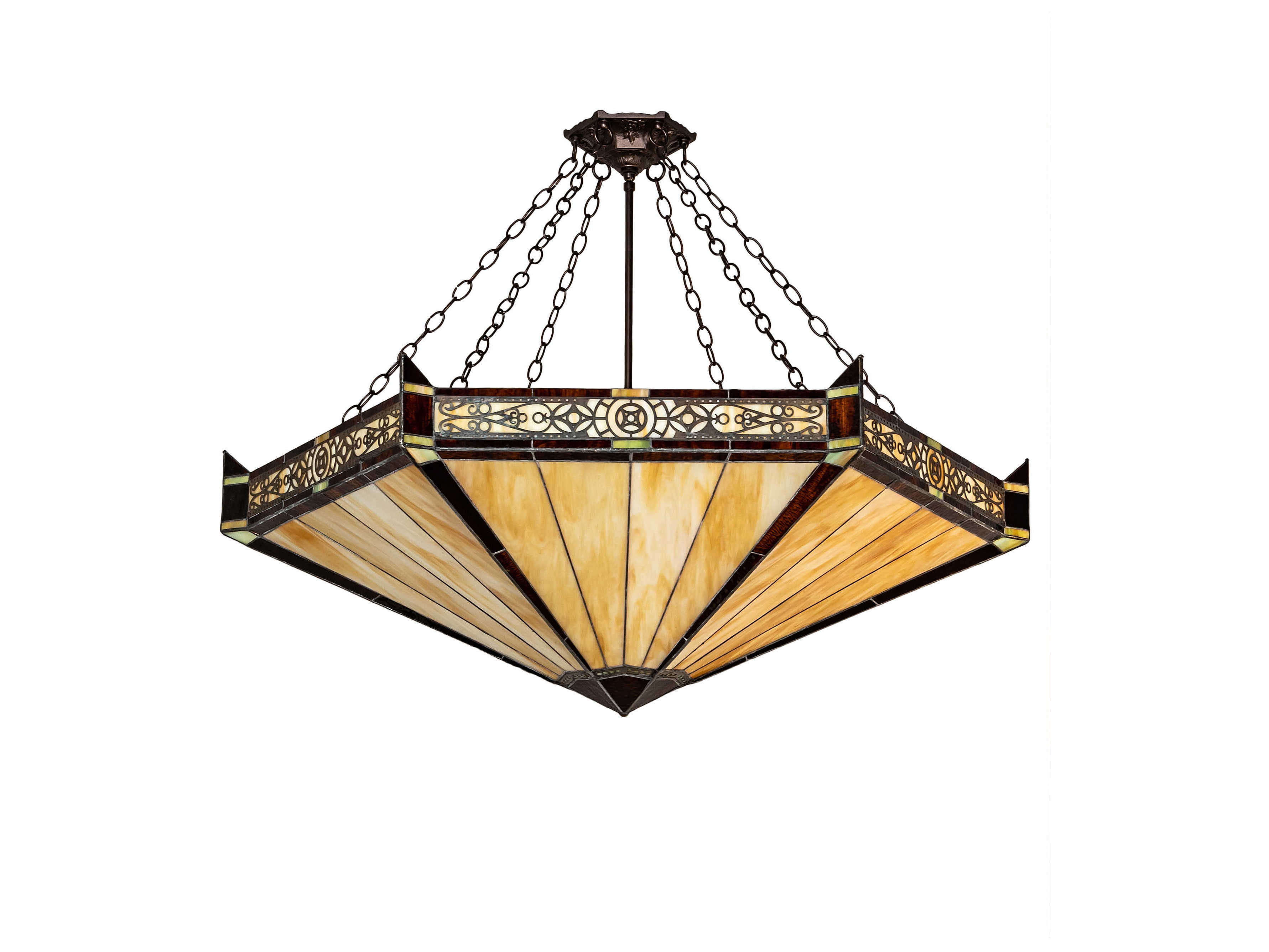 Meyda Peaches 6-Light Mahogany Bronze Brown Glass Tiffany Pendant