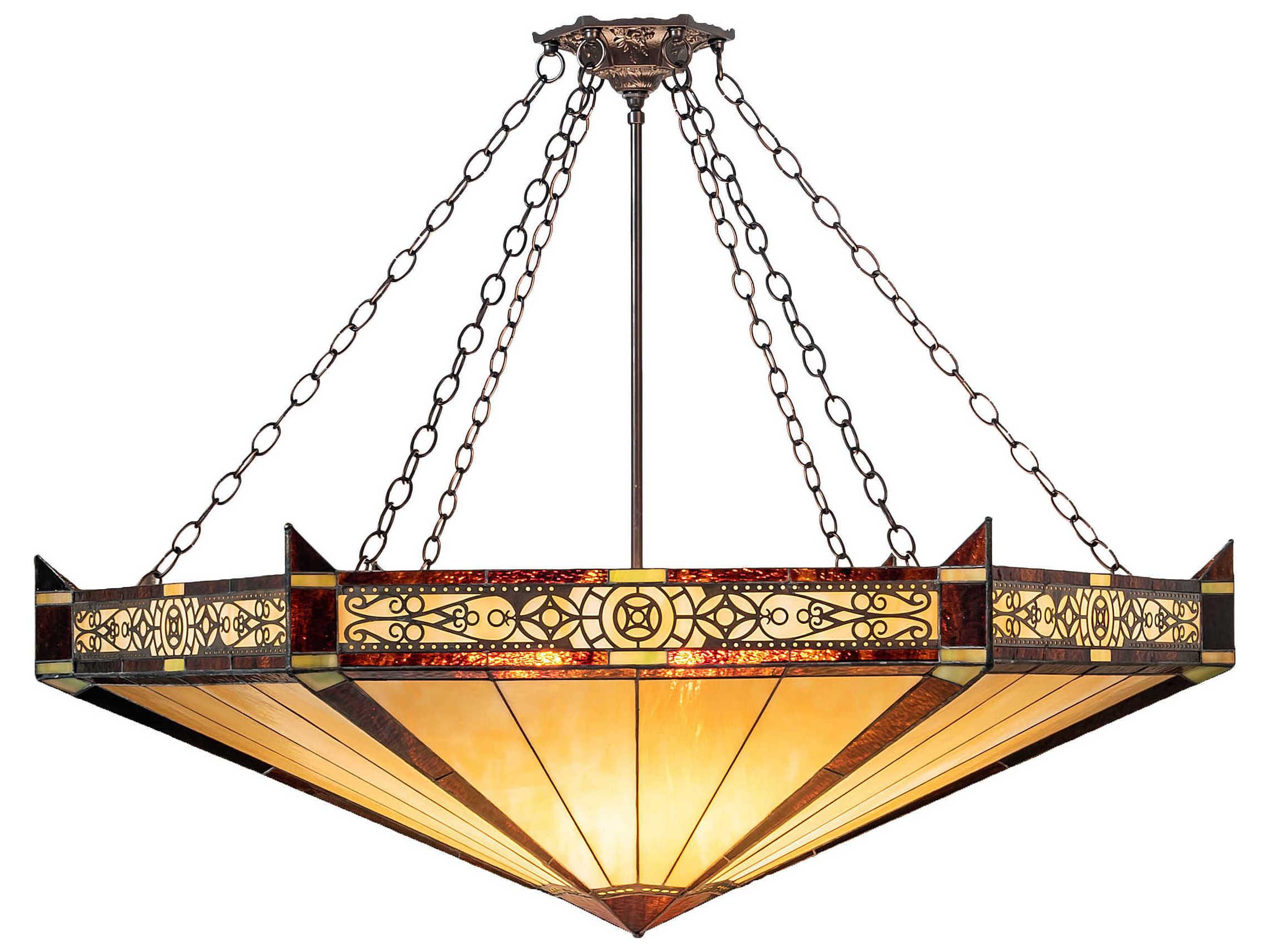 Meyda Peaches 6-Light Mahogany Bronze Brown Glass Tiffany Pendant