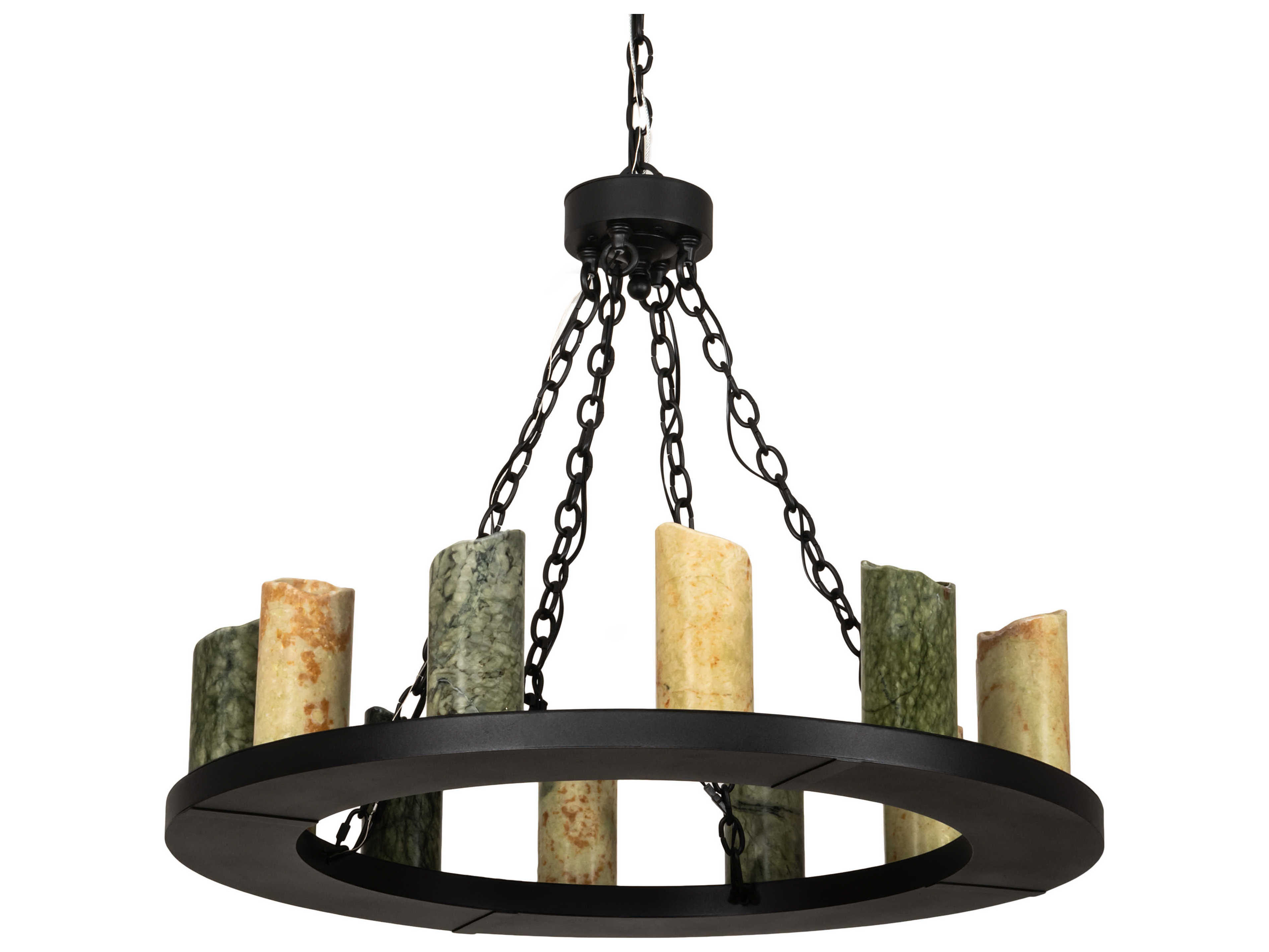 Meyda Loxley 12-Light Wrought Iron Black Cylinder Round Chandelier