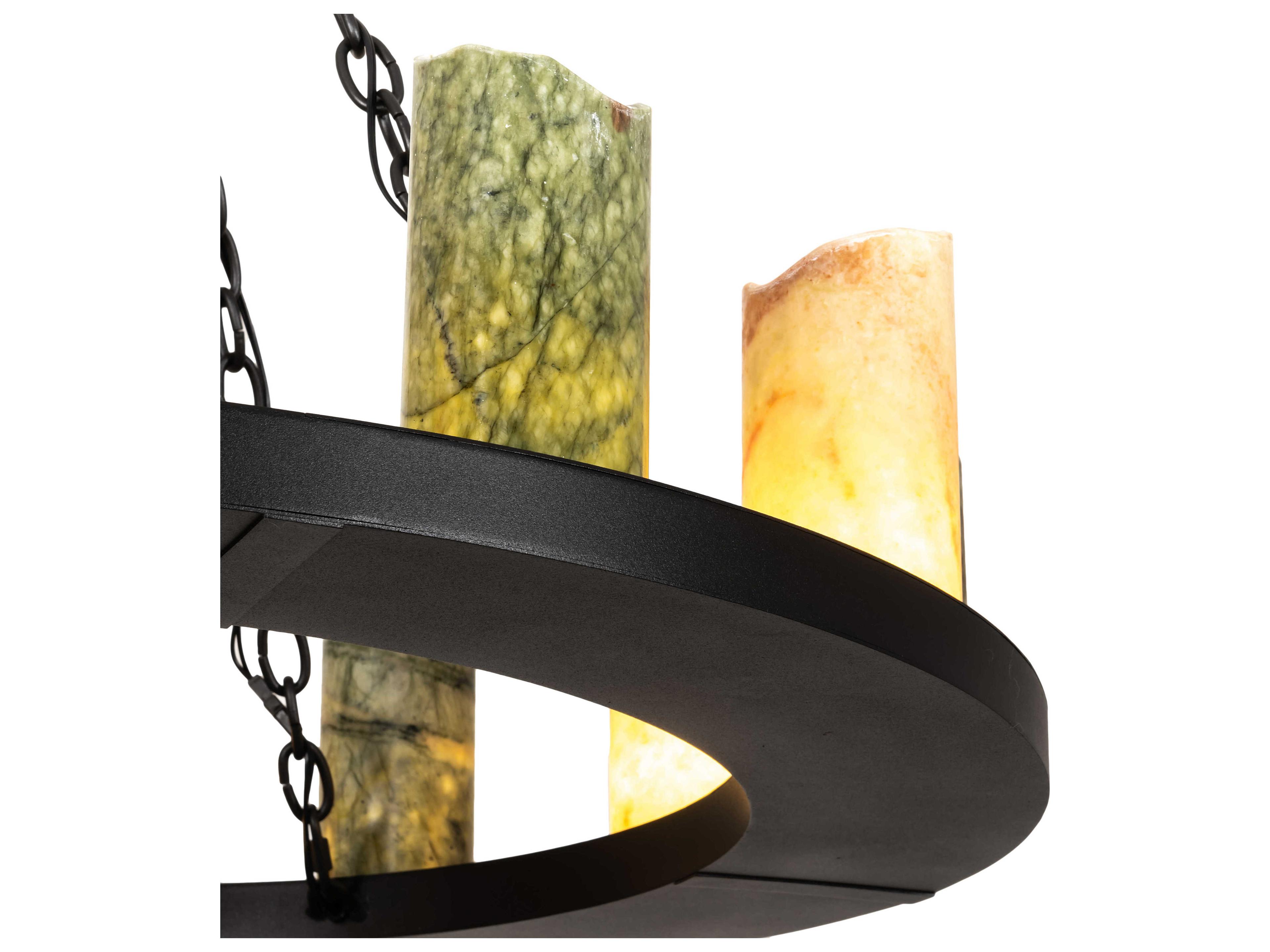 Meyda Loxley 12-Light Wrought Iron Black Cylinder Round Chandelier