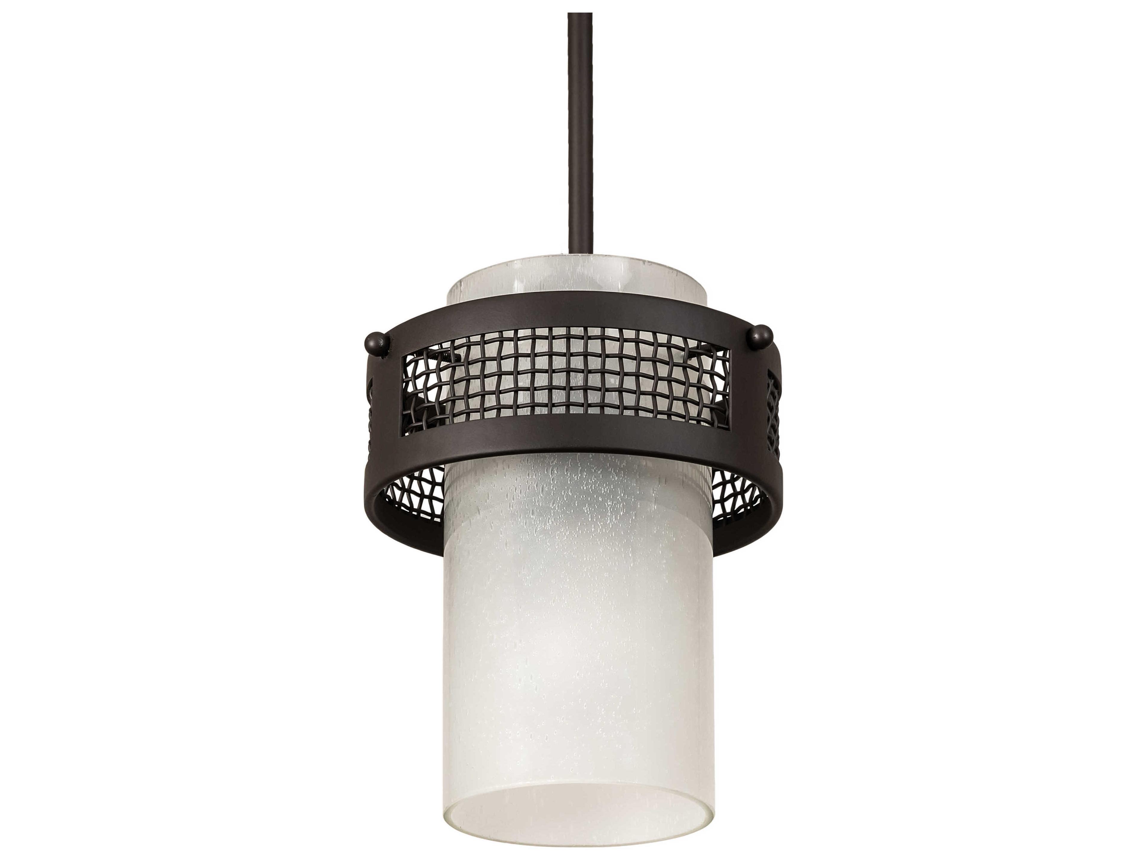 Meyda Maglia Semplice 1-Light Oil Rubbed Bronze White Glass Cylinder Mini Pendant