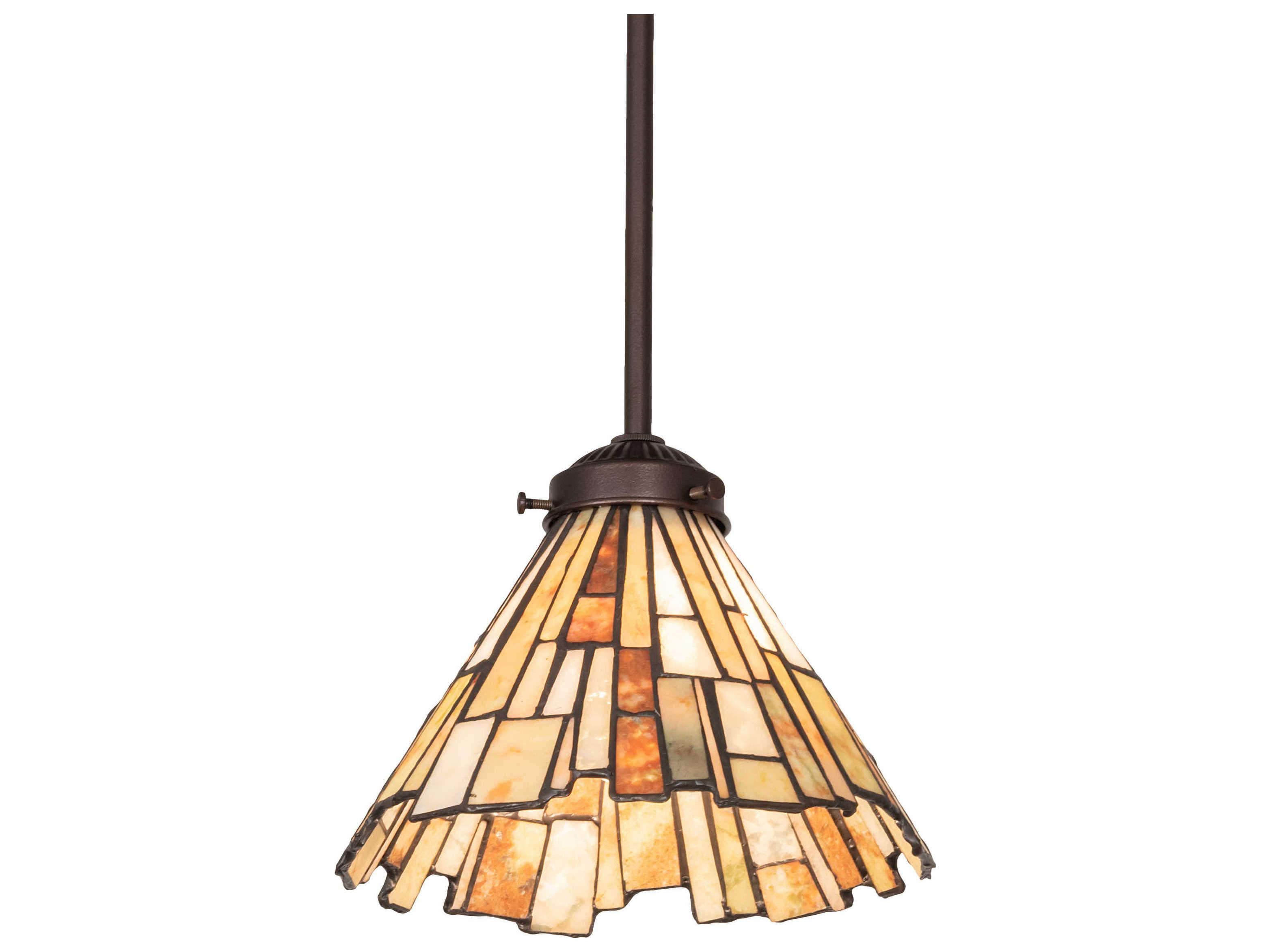 Meyda Delta 3-Light Mahogany Bronze Green Glass Tiffany Island Pendant