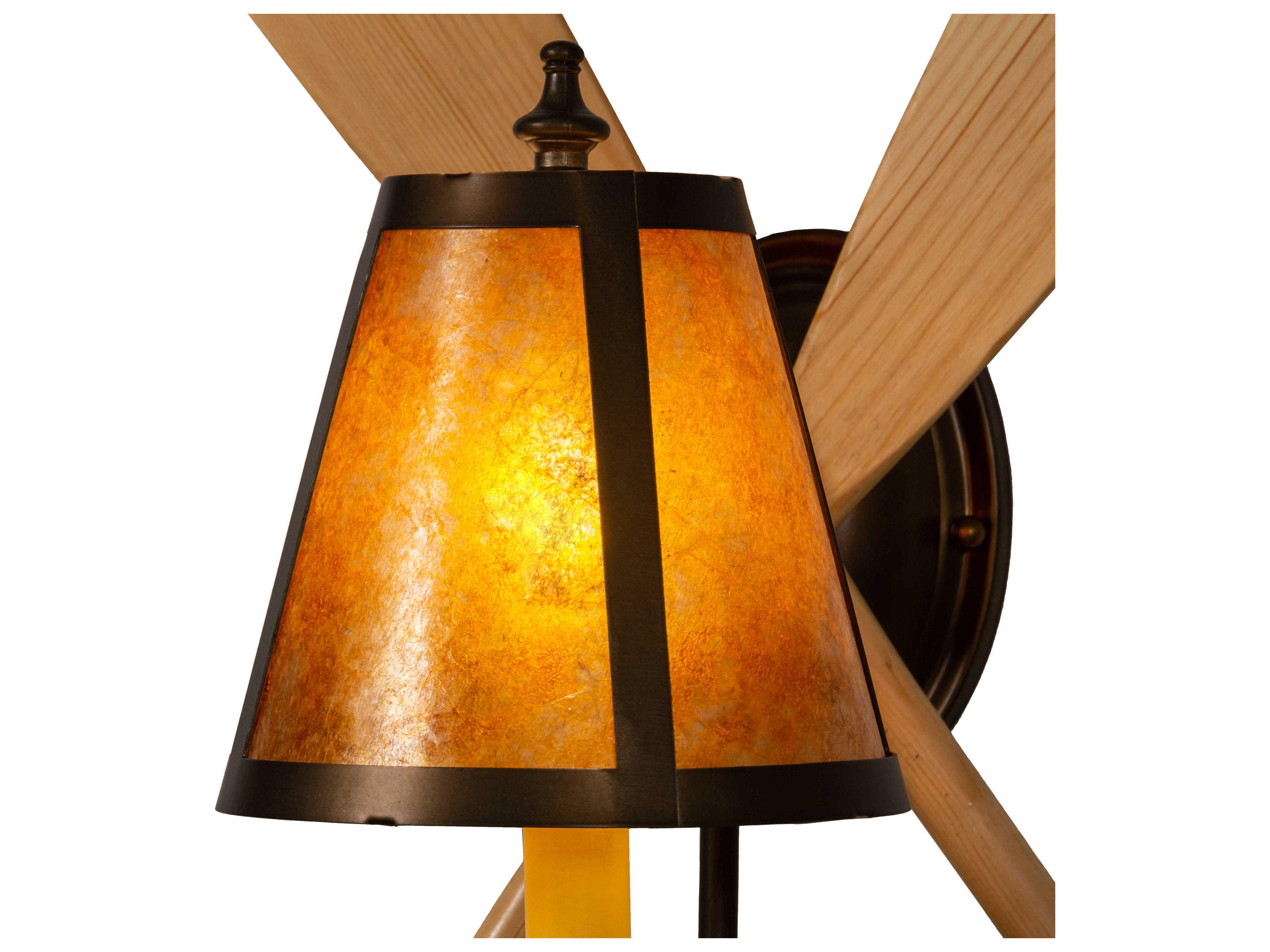 Meyda Paddle 1-Light Antique Copper Natural Wood Brown Wall Sconce