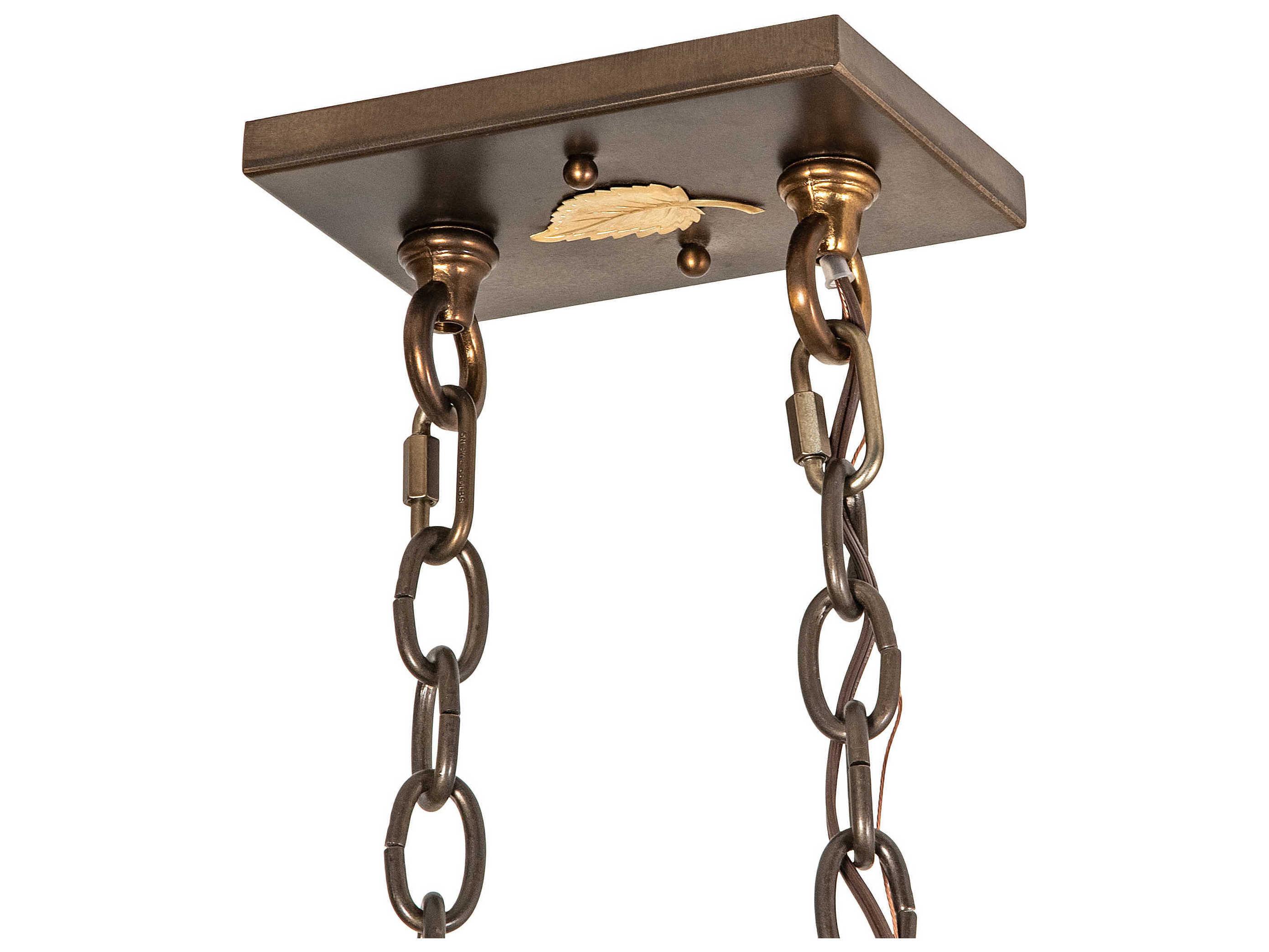 Meyda Bass And Fisherman 1-Light Antique Copper Blue Glass Tiffany Island Pendant