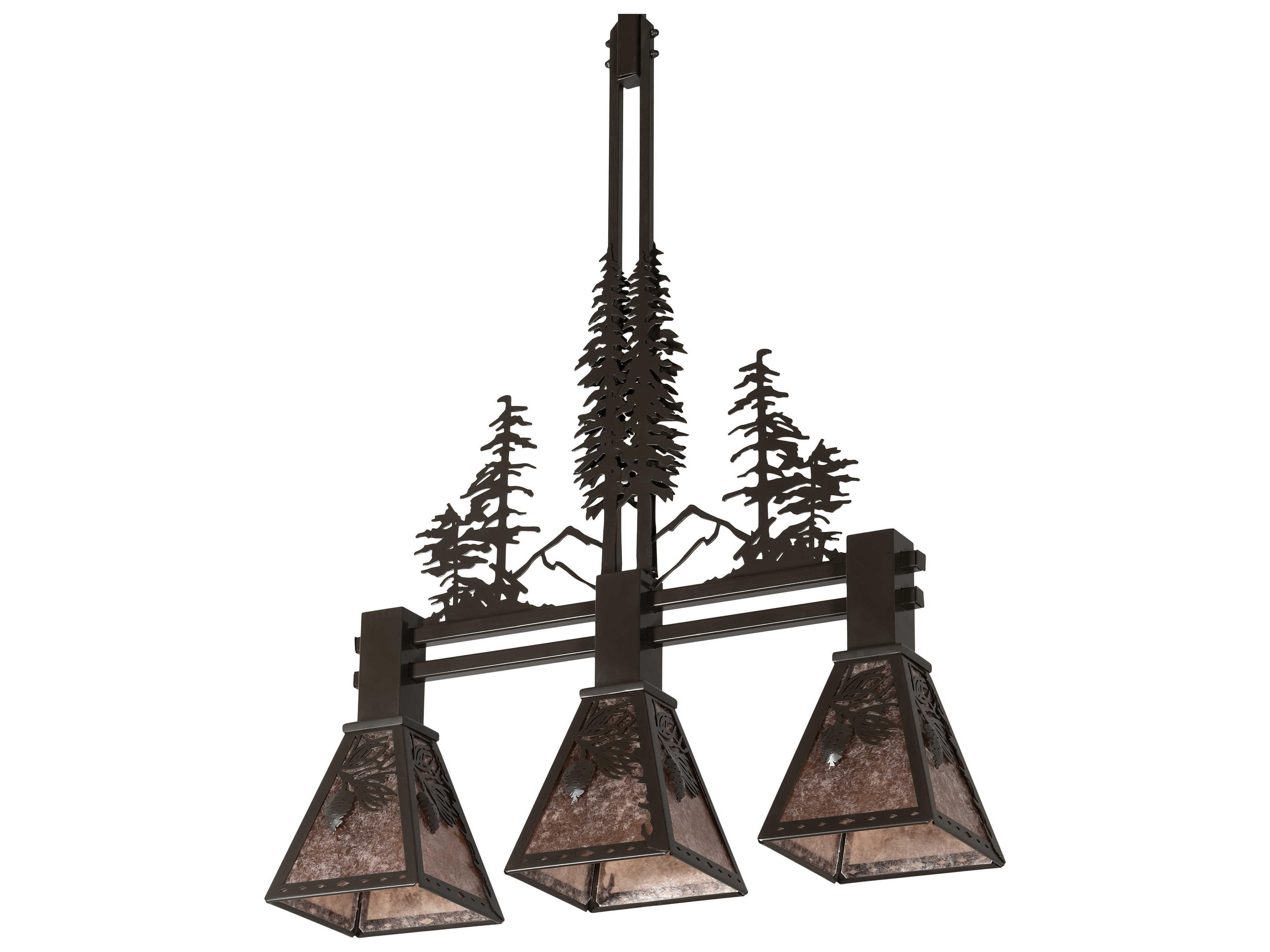 Meyda Winter Pine 3-Light Timeless Bronze Silver Island Pendant