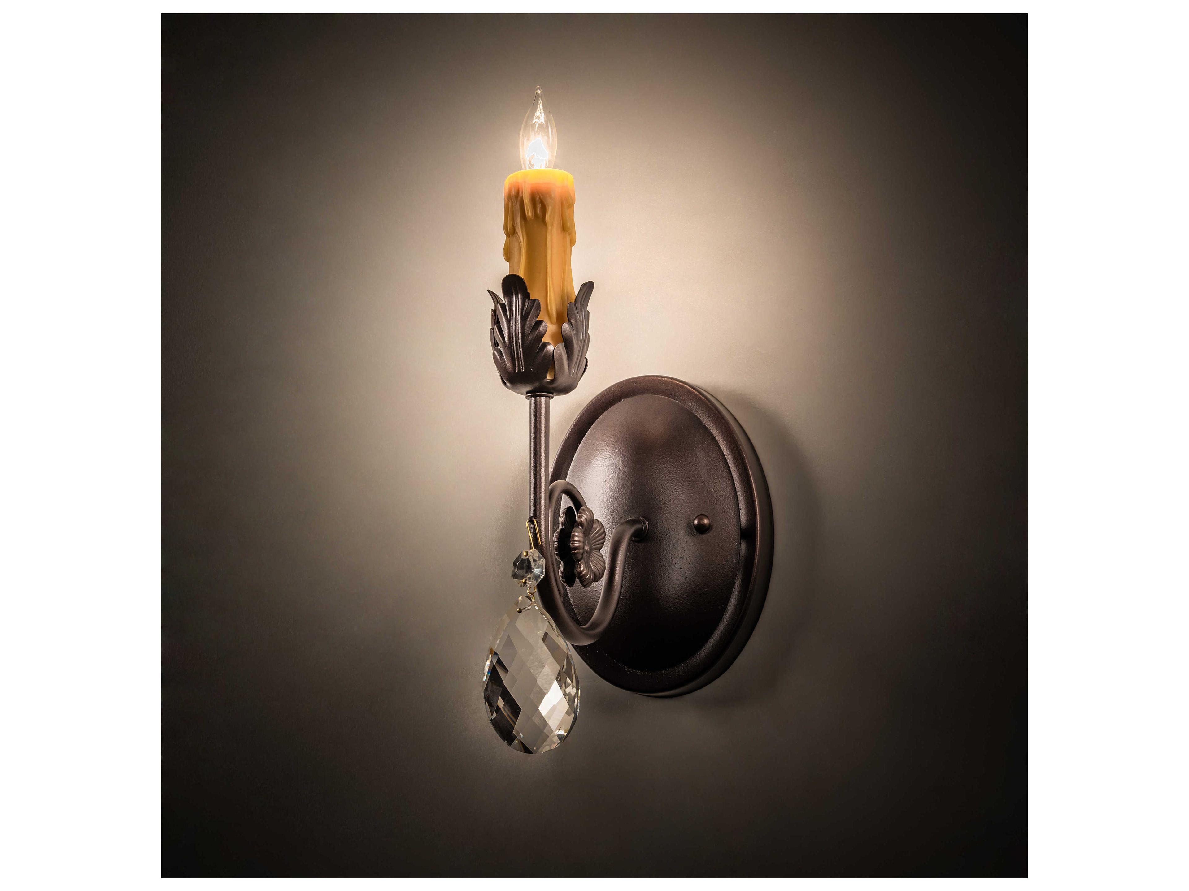 Meyda Antonia 1-Light Mahogany Bronze Crystal Brown Wall Sconce