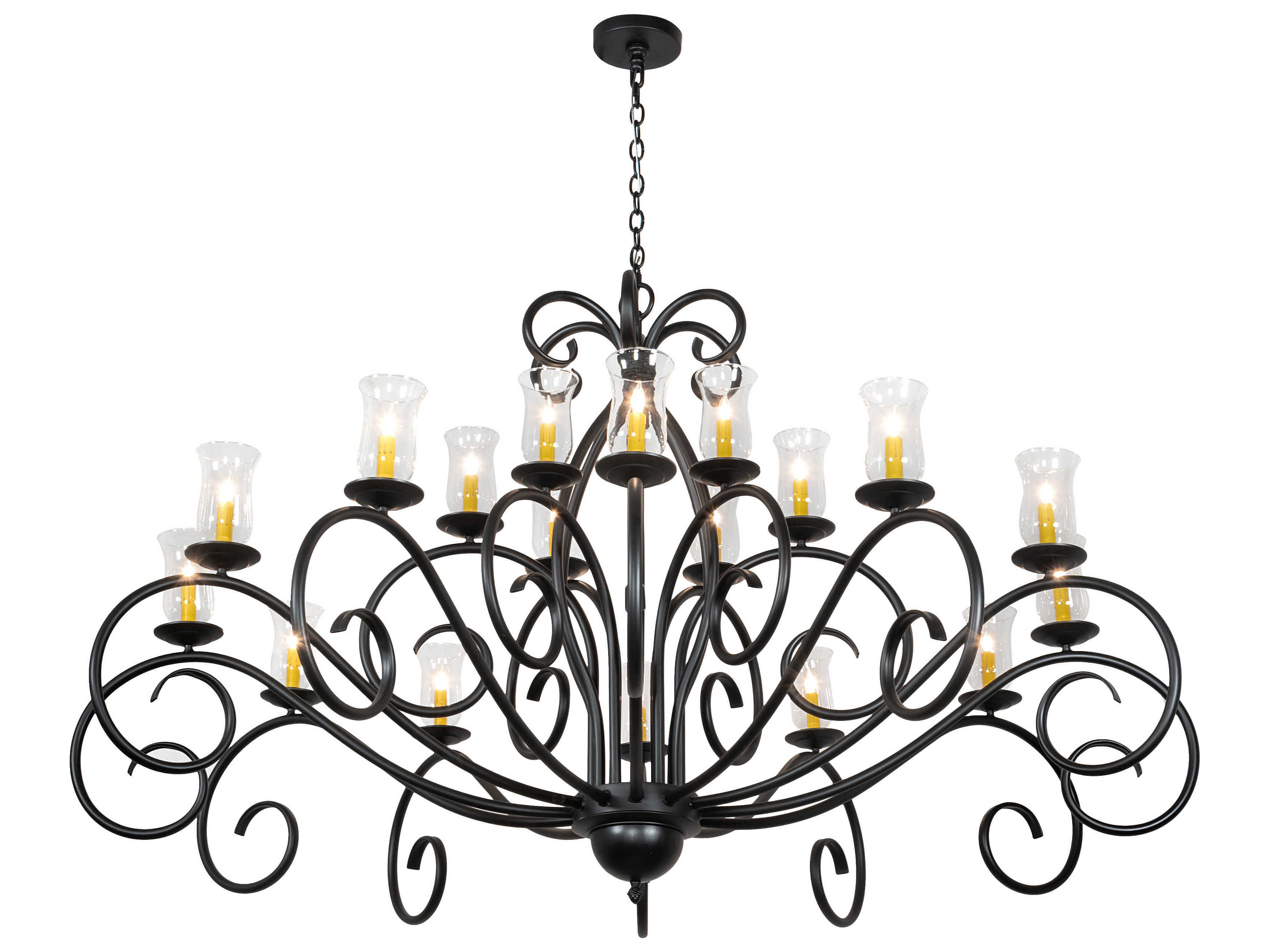 Meyda Sienna 18-Light8-Light Black White Clear Glass Bell Candelabra Chandelier