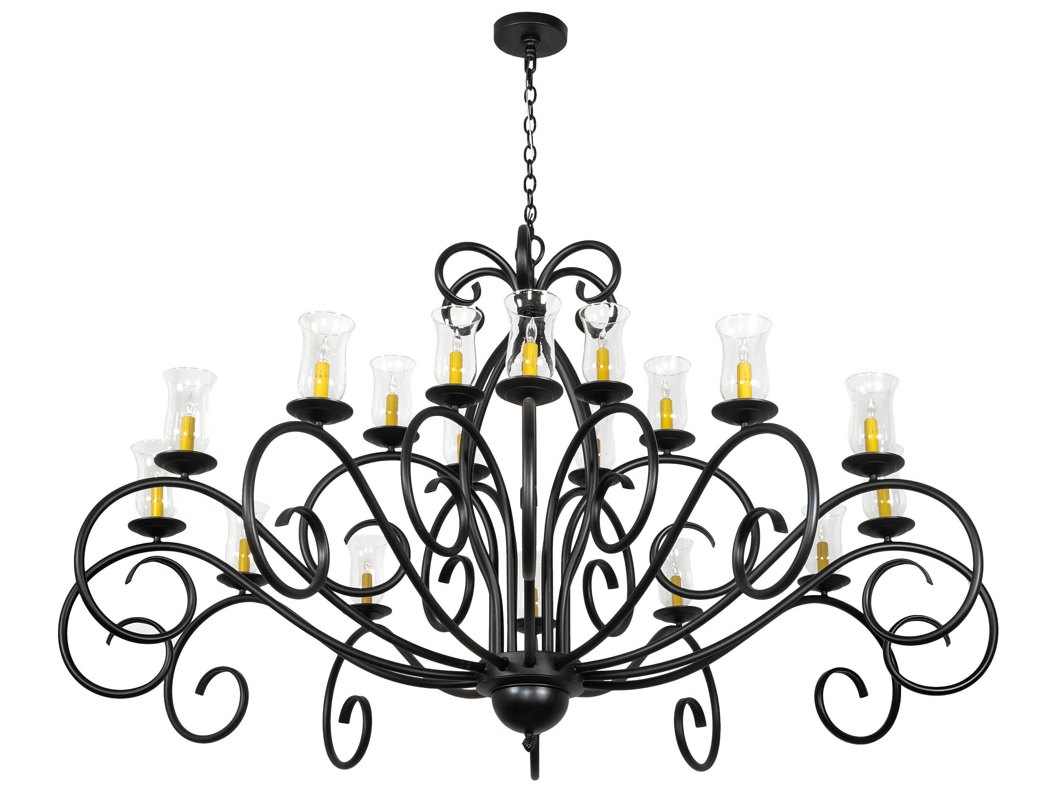 Meyda Sienna 18-Light8-Light Black White Clear Glass Bell Candelabra Chandelier