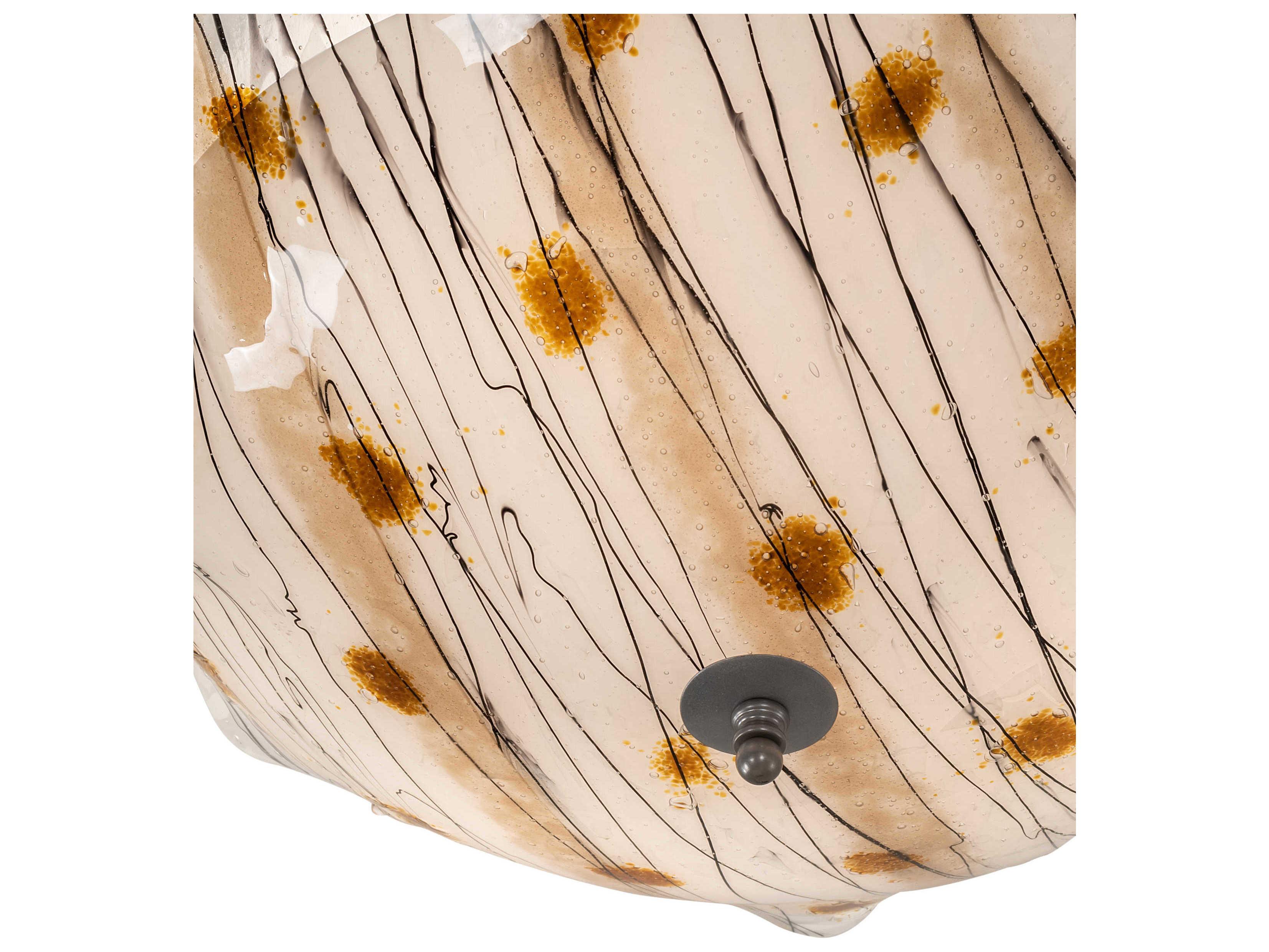 Meyda Organic Slumped 3-Light Chocolate White Black Iridescent Brown Glass Flush Mount