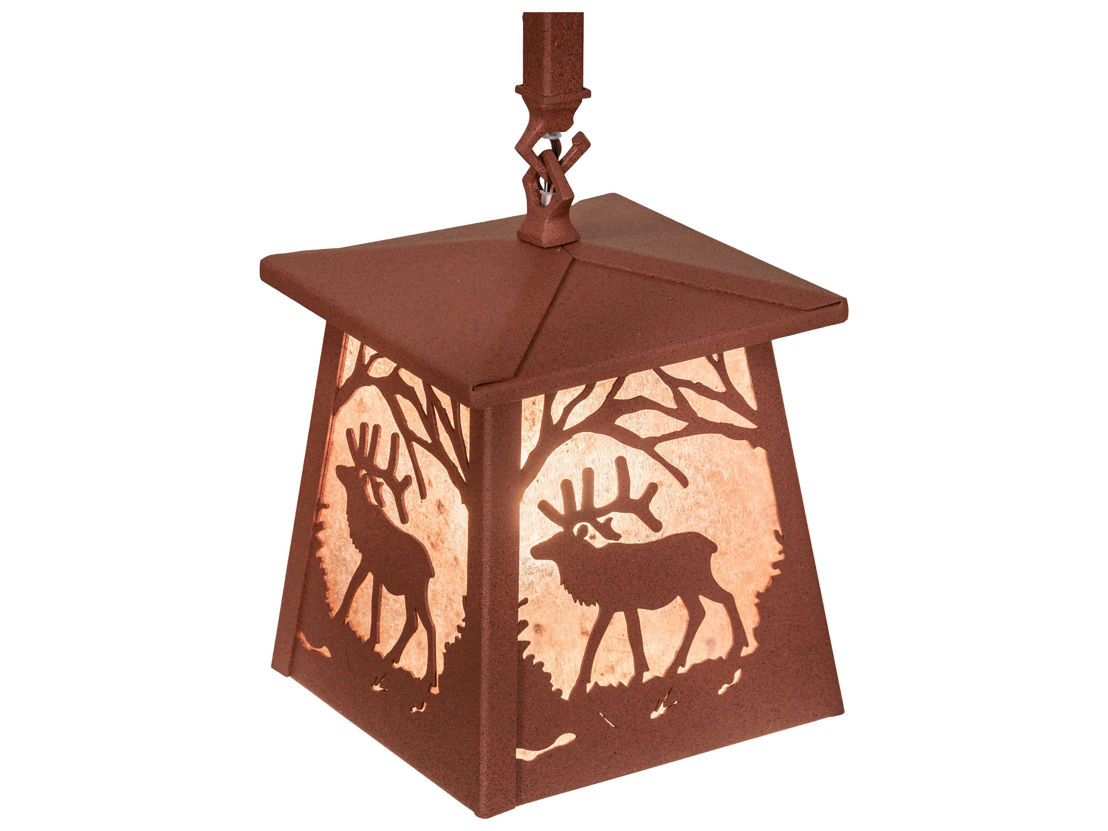 Meyda Elk At Dawn 3-Light Rust Brown Geometric Island Pendant