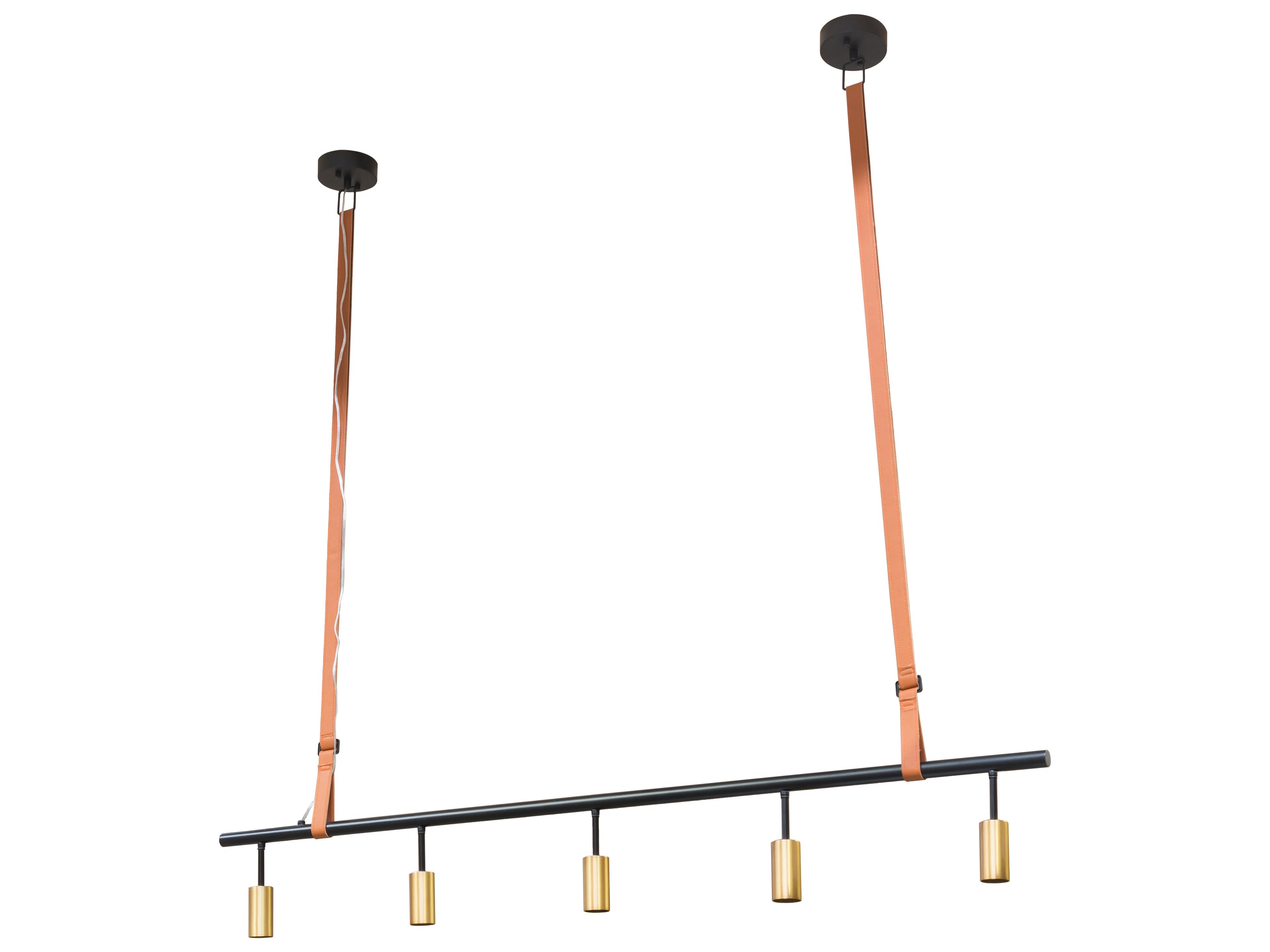 Meyda Graton 5-Light Satin Brass Black LED Linear Island Pendant