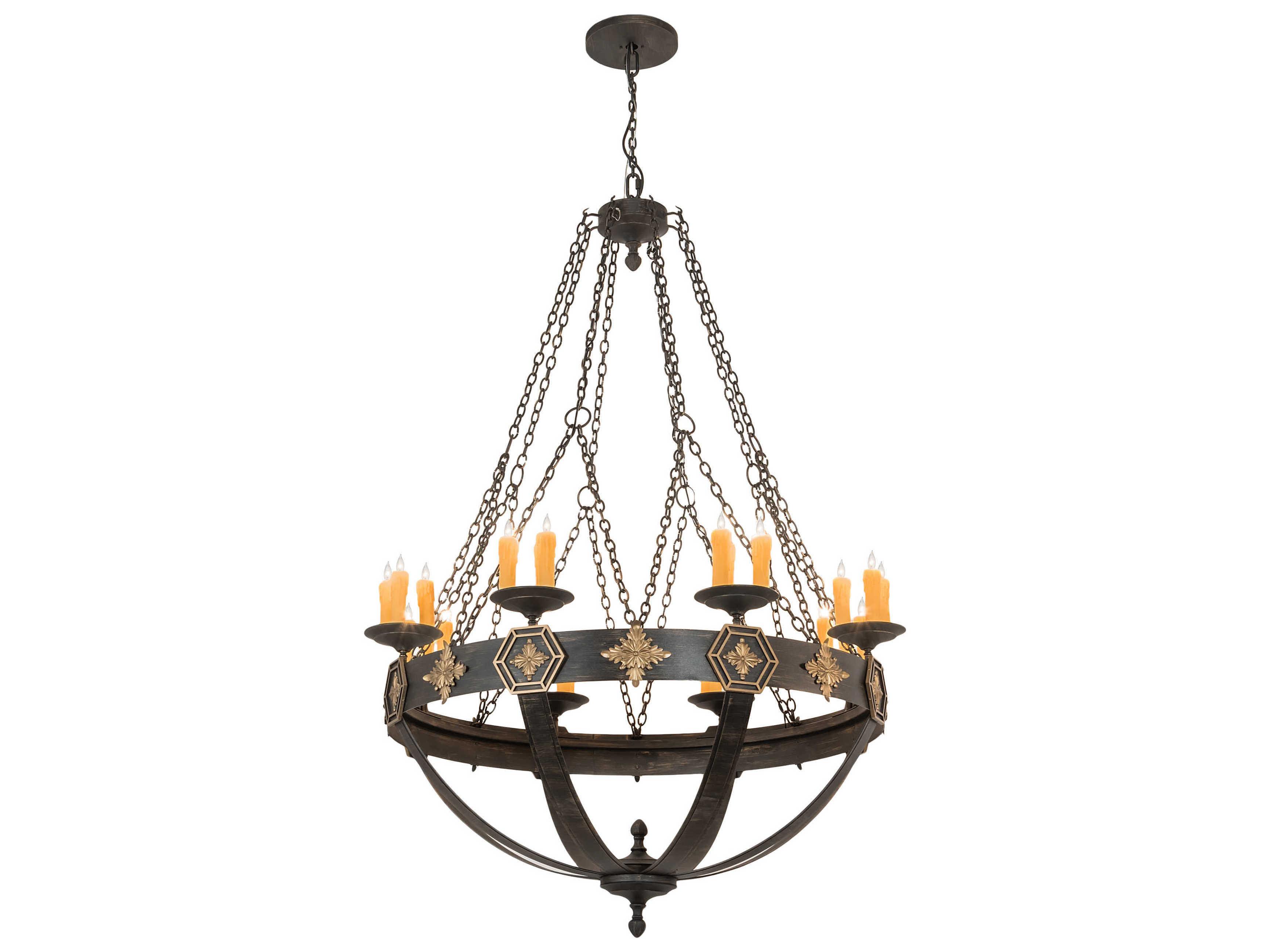 Meyda Neapolis 24-Light Black Amber Gold Brown Candelabra Chandelier