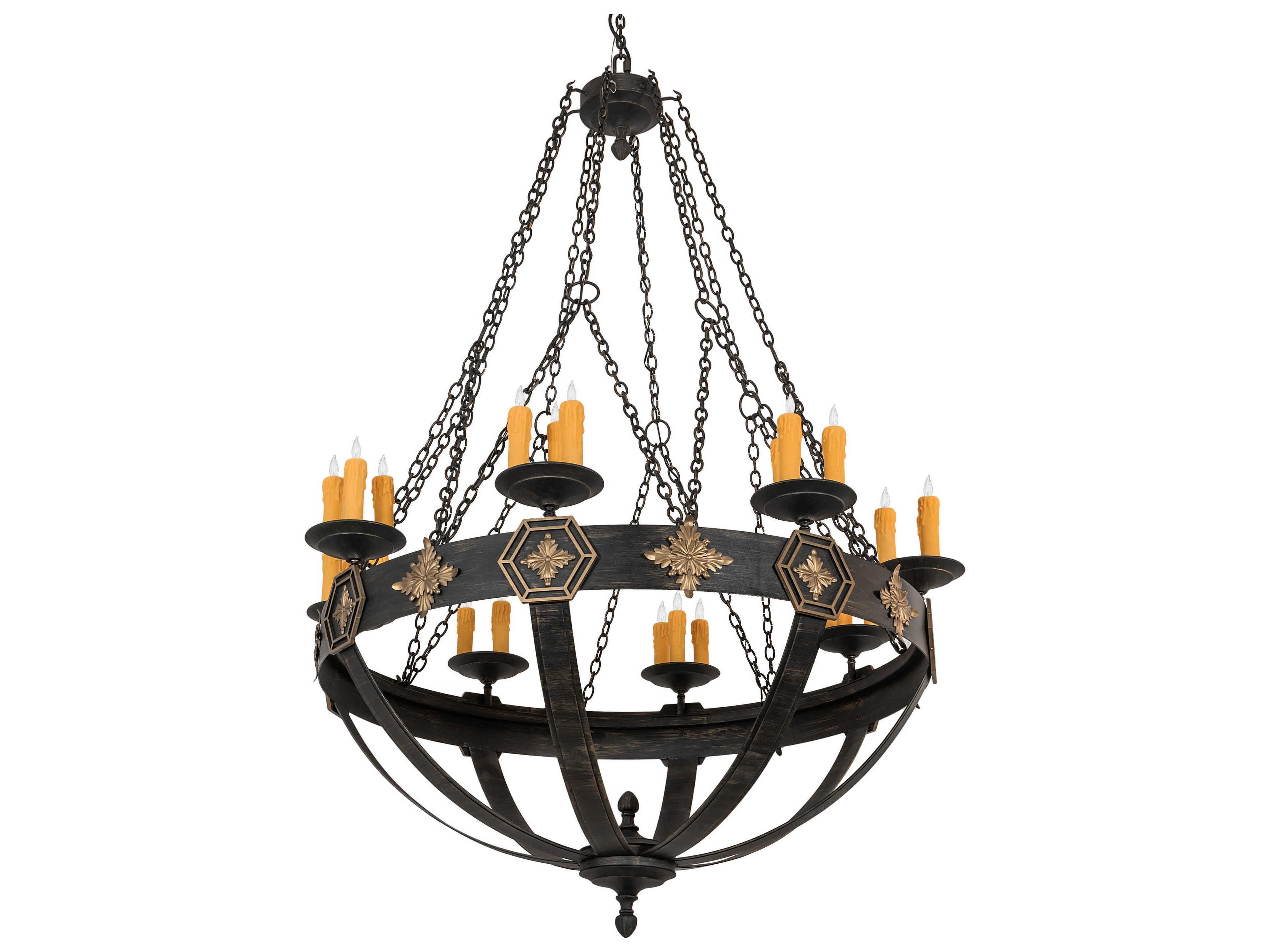 Meyda Neapolis 24-Light Black Amber Gold Brown Candelabra Chandelier