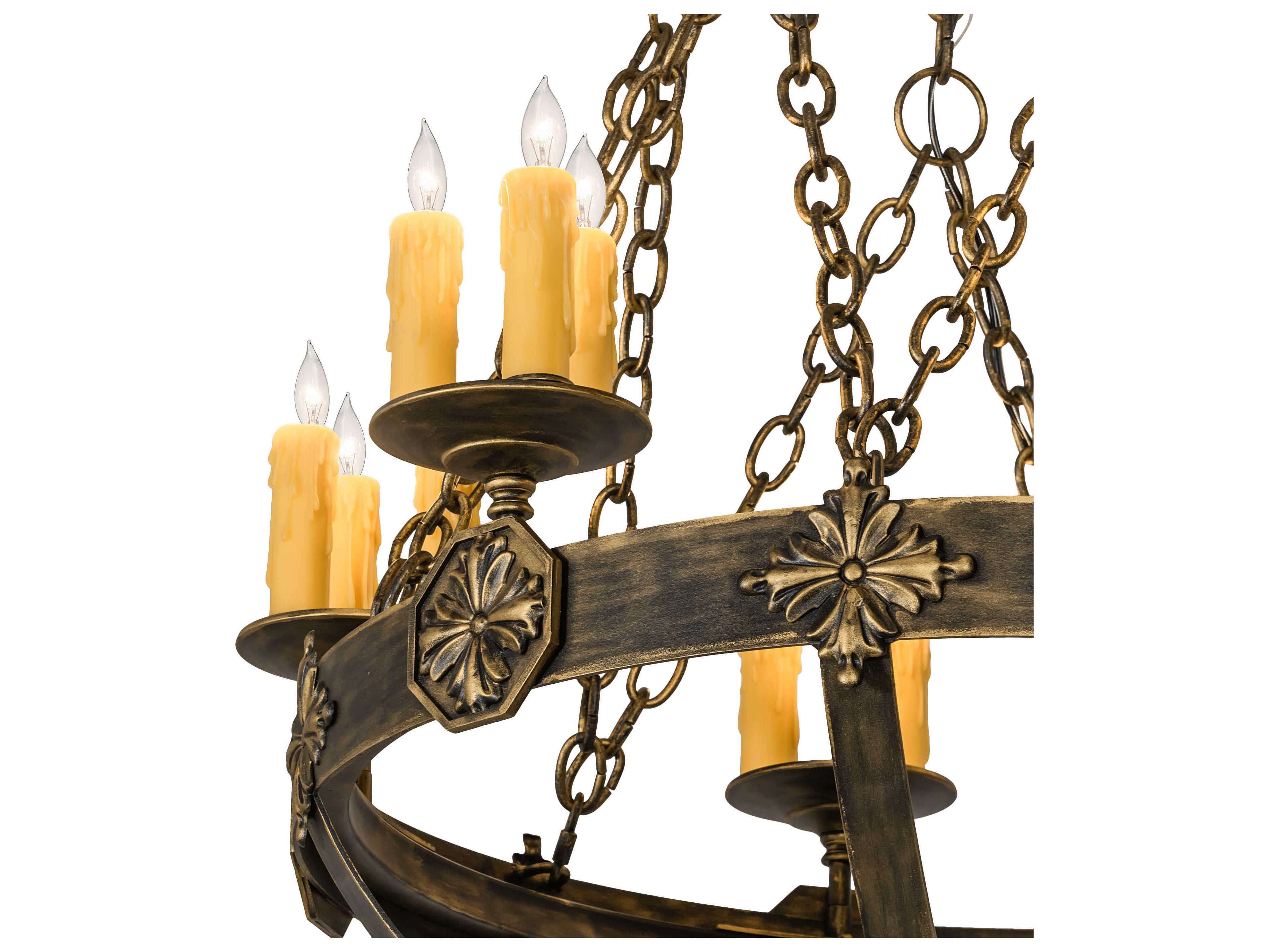 Meyda Neapolis 18-Light8-Light Textured Black Gold Highlight Candelabra Chandelier