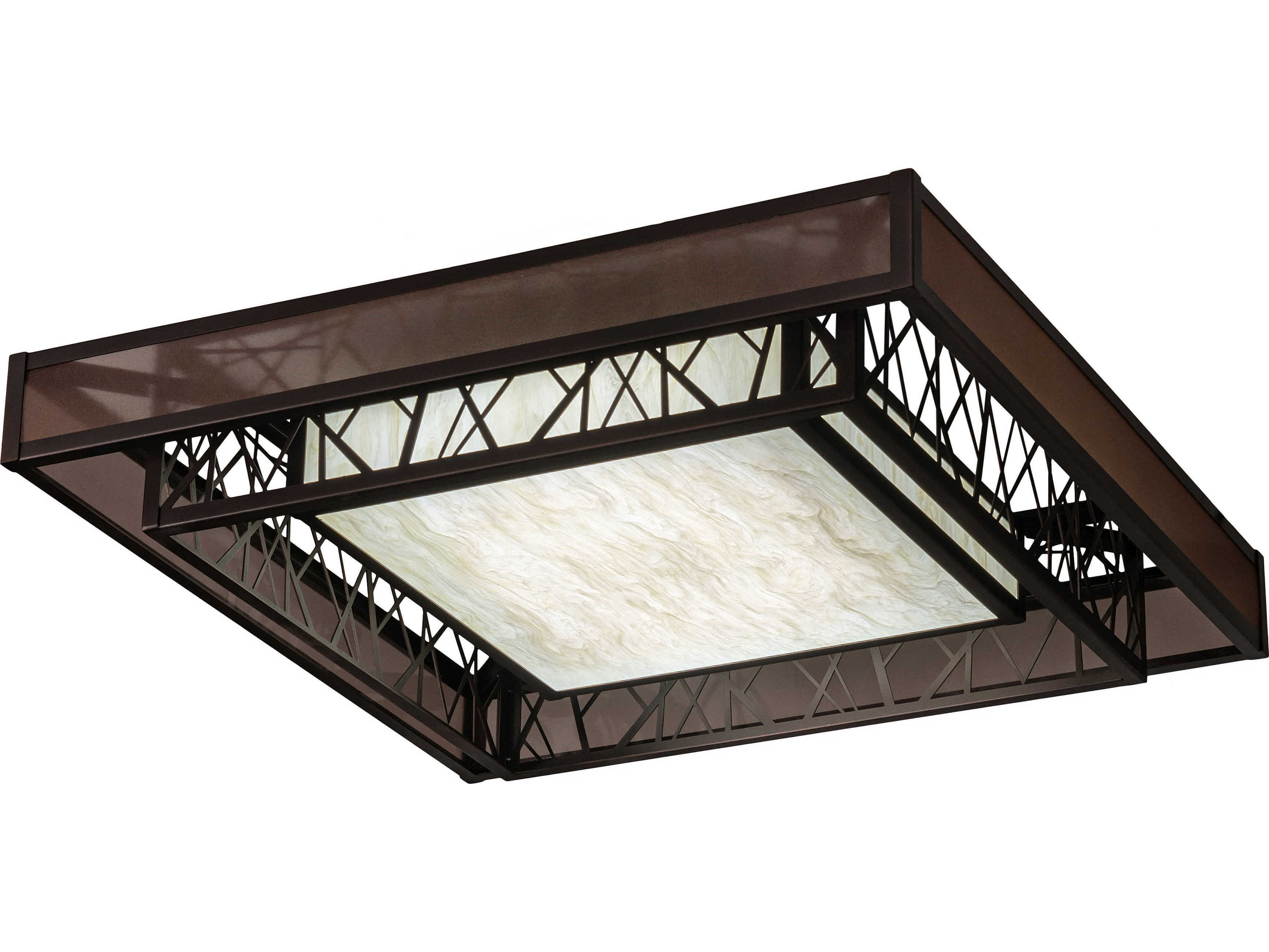 Meyda Quadrato Bronze Brown LED Geometric Flush Mount