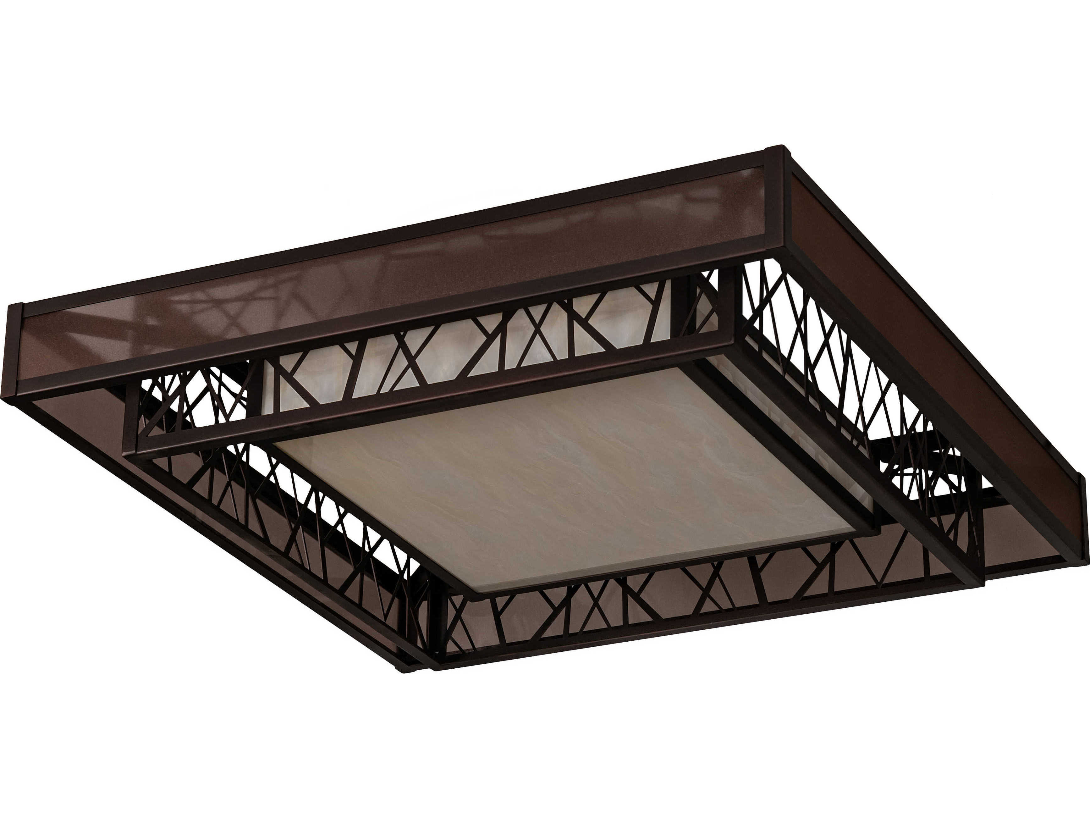 Meyda Quadrato Bronze Brown LED Geometric Flush Mount