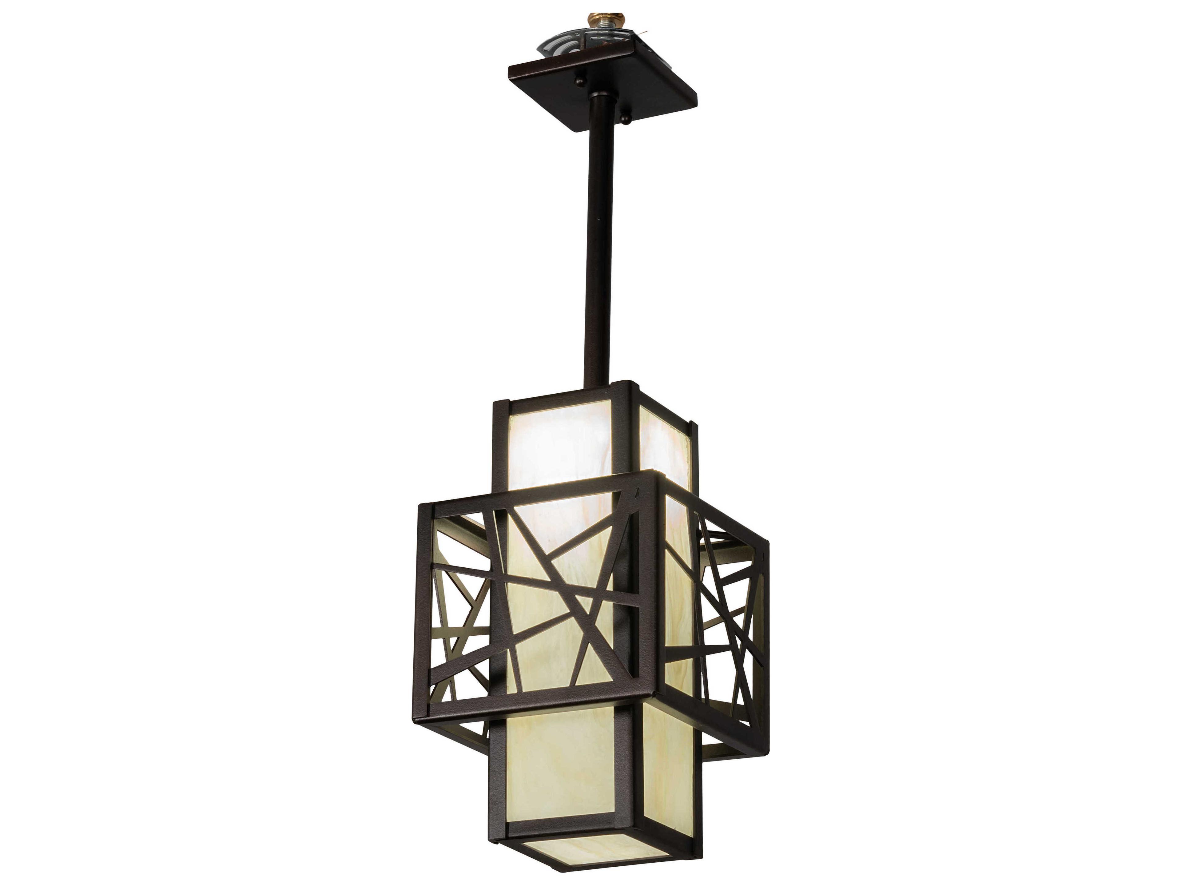 Meyda Quadrato Bronze Off White LED Geometric Mini Pendant