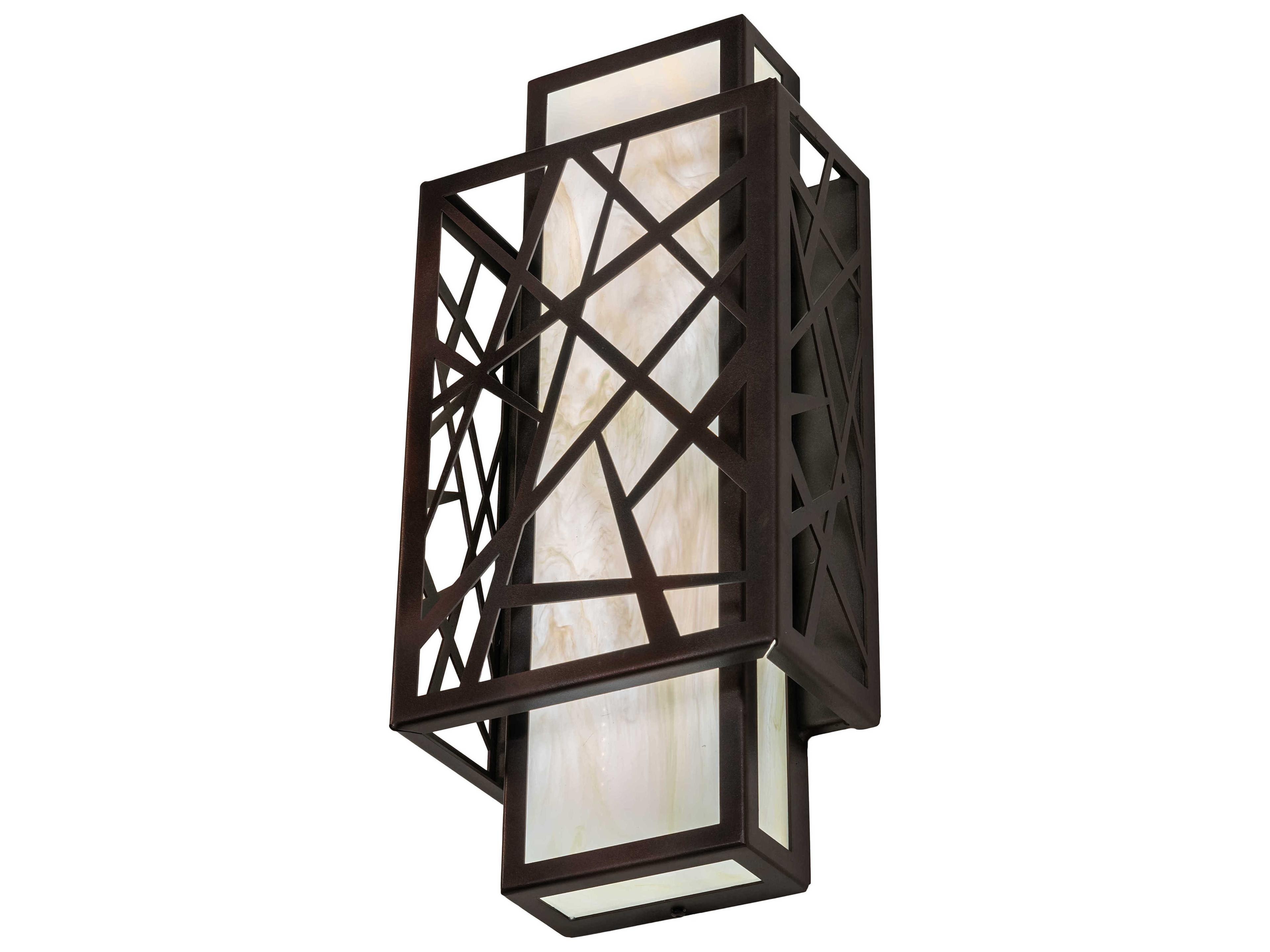Meyda Quadrato Bronze Off White LED Wall Sconce