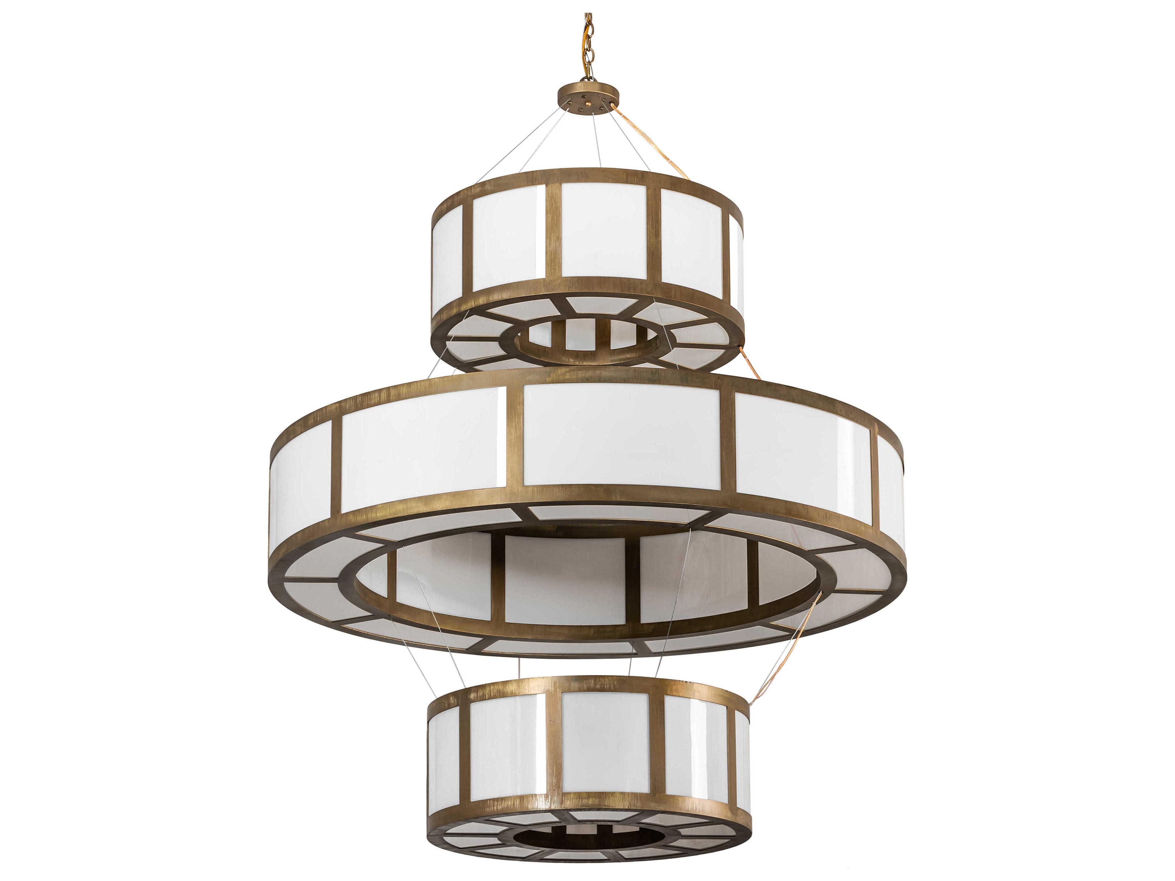 Meyda Alessandro 20-Light Brass Tint White Round Tiered Pendant