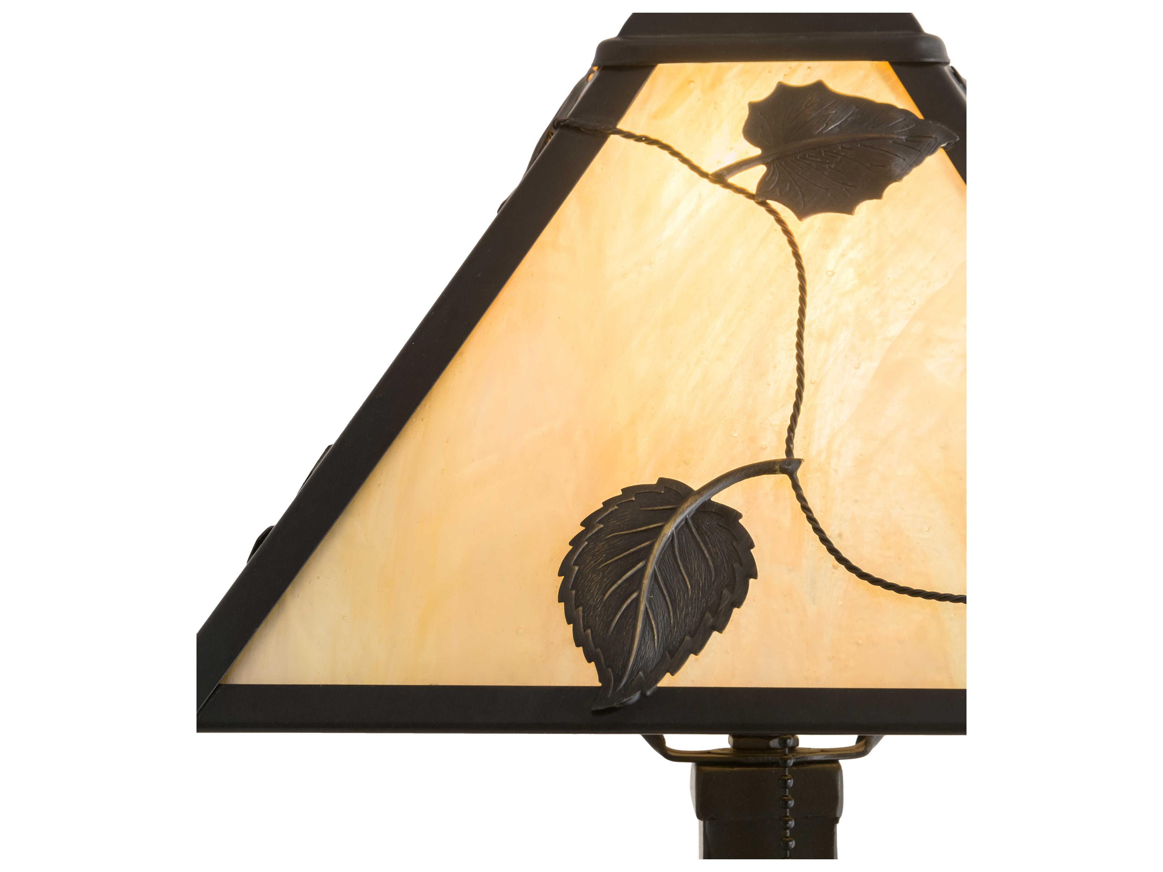Meyda Vine Leaf Glass Craftsman Brown Off White Table Lamp