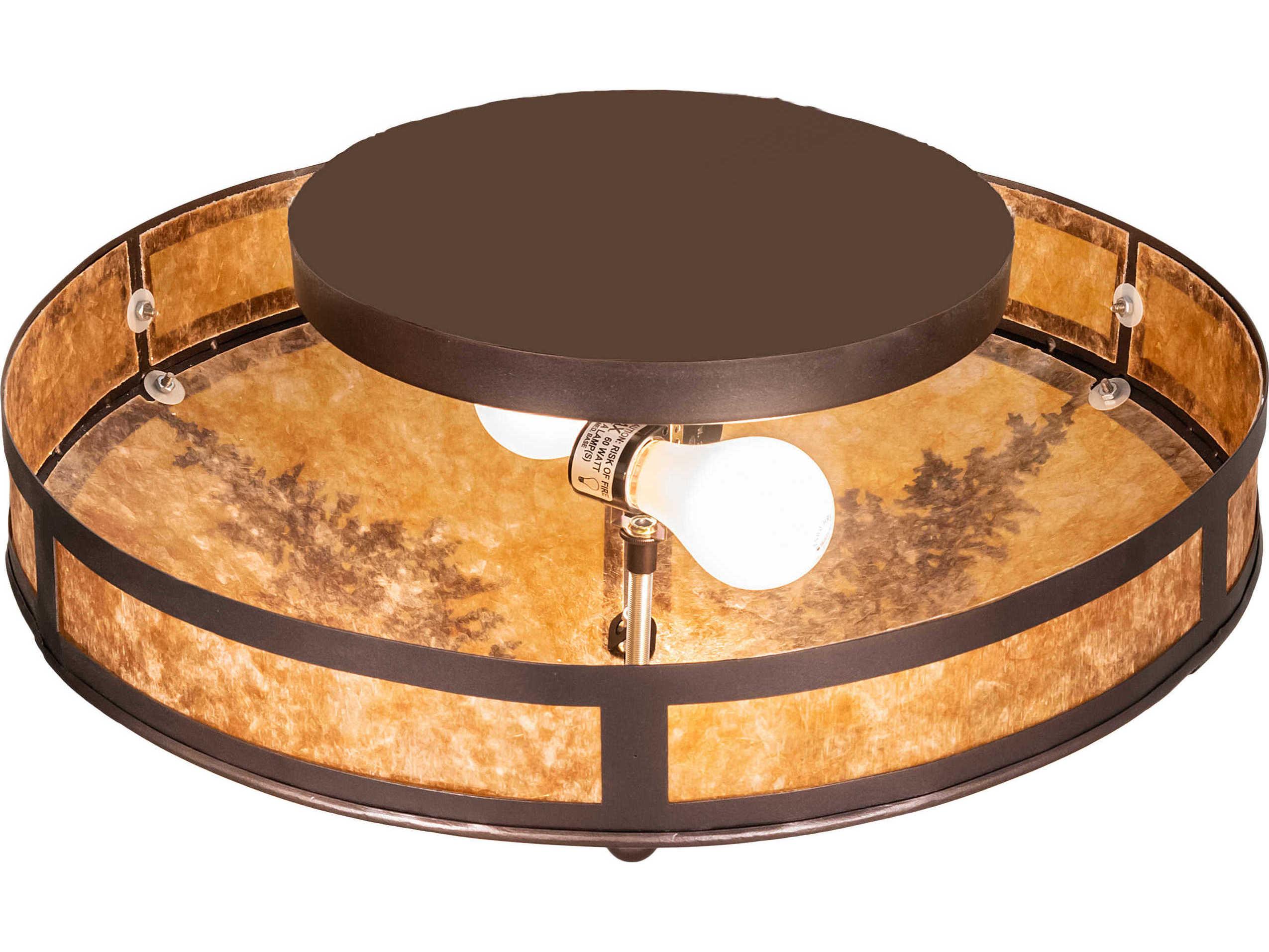 Meyda Tamarack 2-Light Mahogany Bronze Brown Flush Mount
