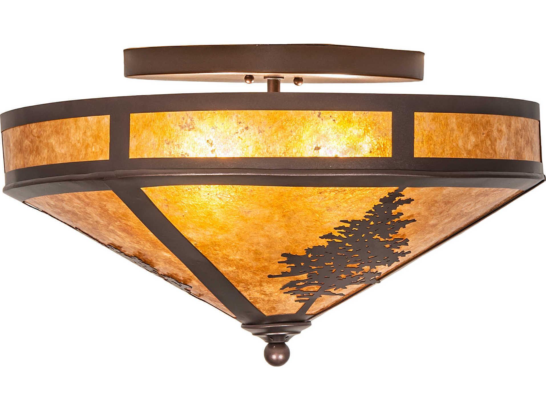 Meyda Tamarack 2-Light Mahogany Bronze Brown Flush Mount