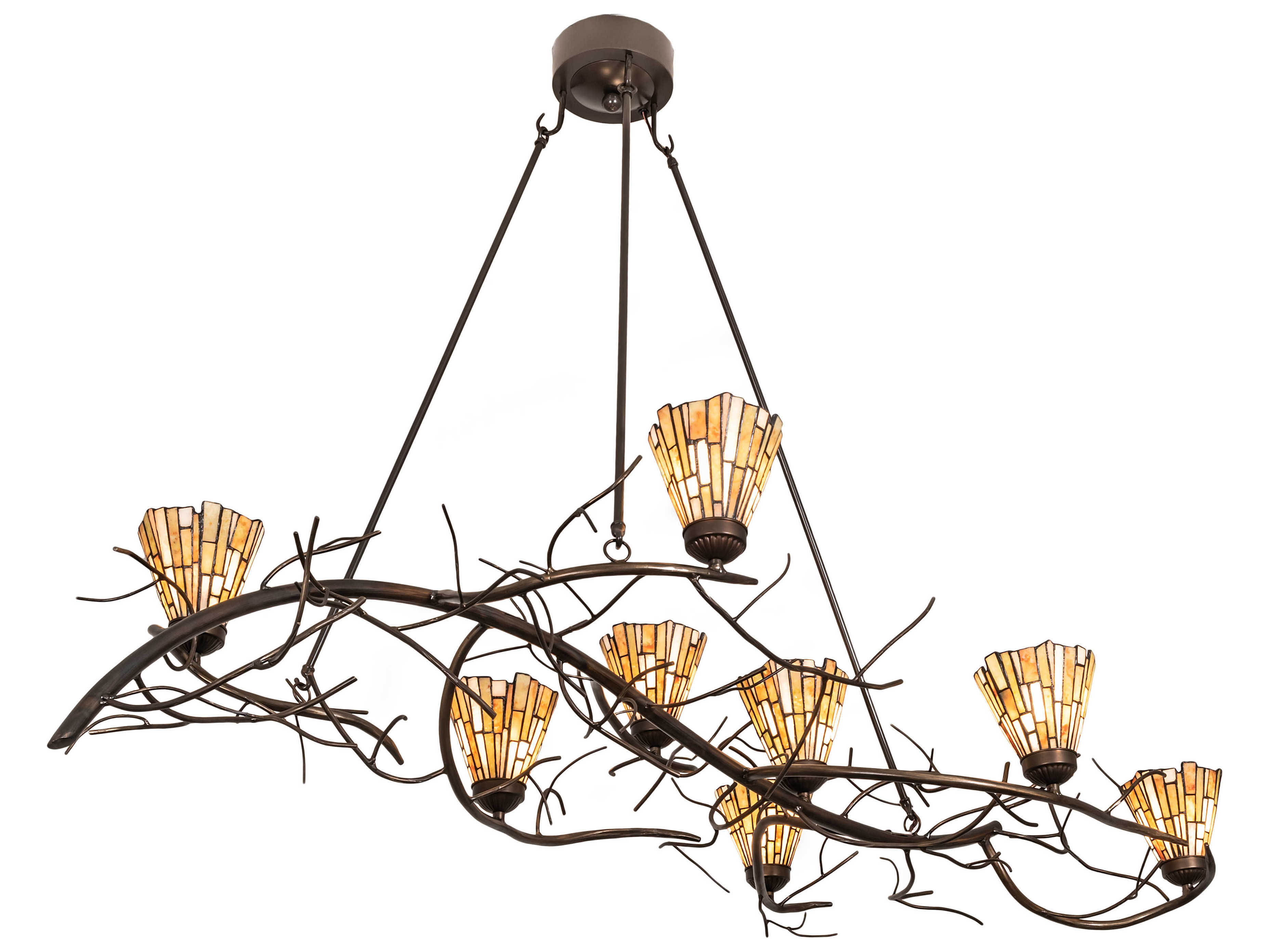 Meyda Winter Solstice 8-Light Bronze Tiffany Island Pendant
