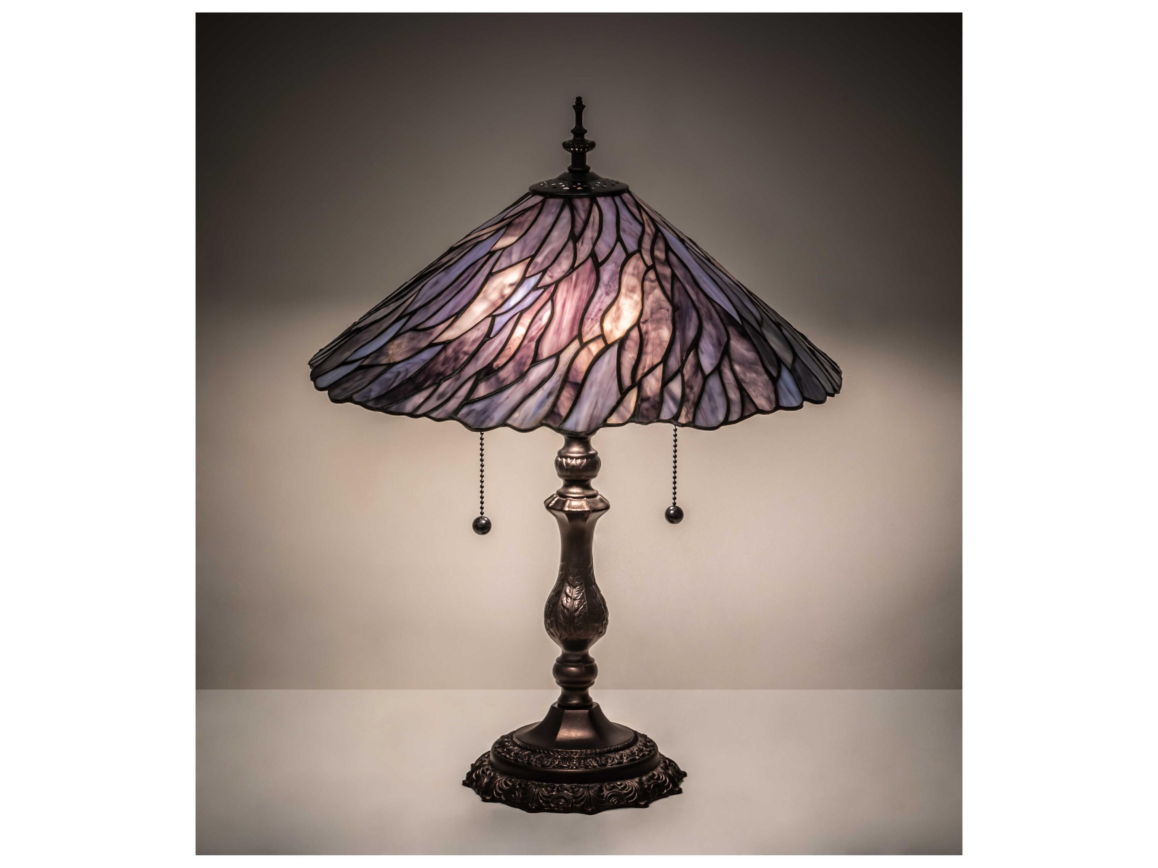 Meyda Jadestone Willow Mahogany Bronze Blue Glass Tiffany Table Lamp