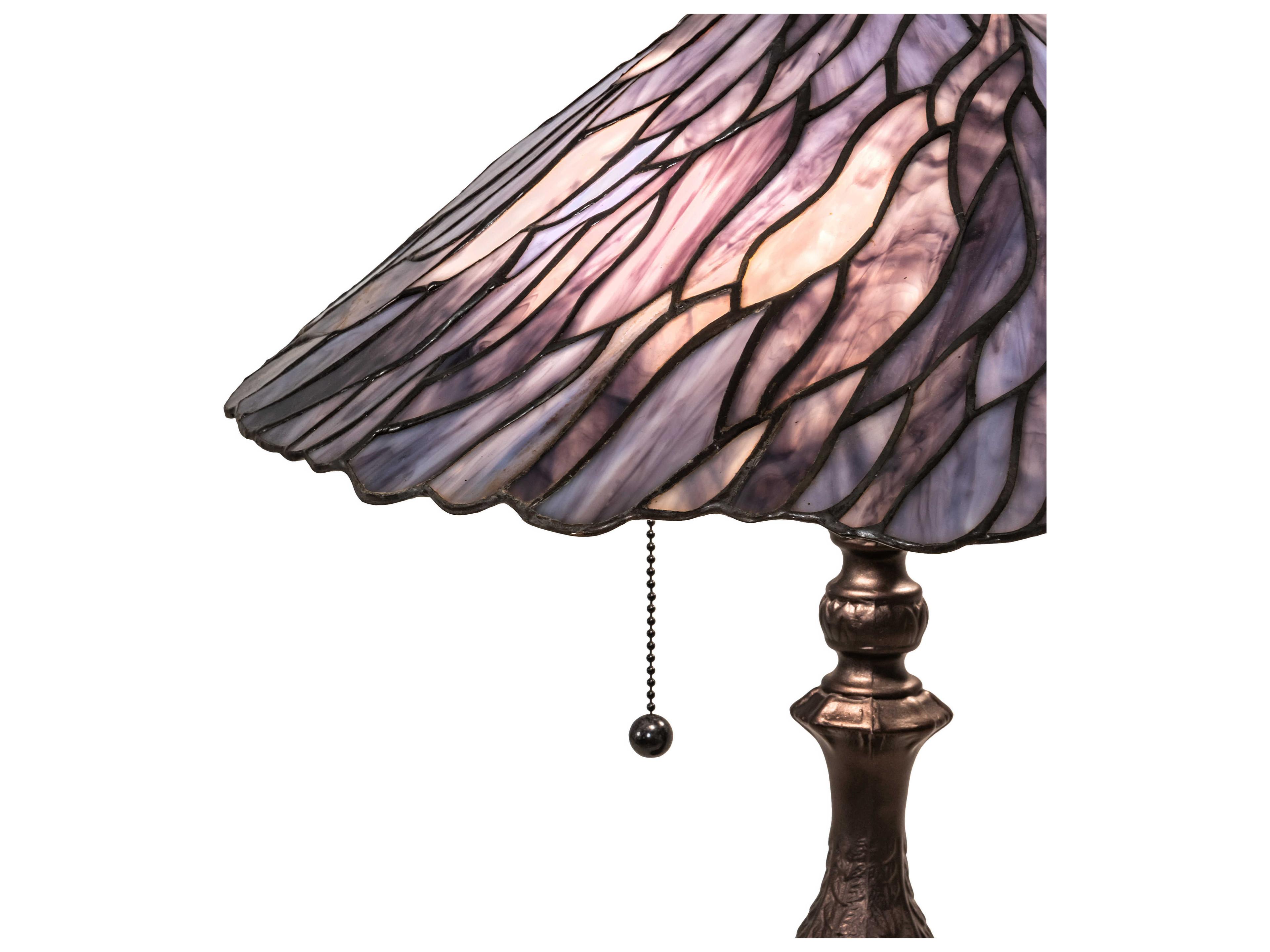 Meyda Jadestone Willow Mahogany Bronze Blue Glass Tiffany Table Lamp