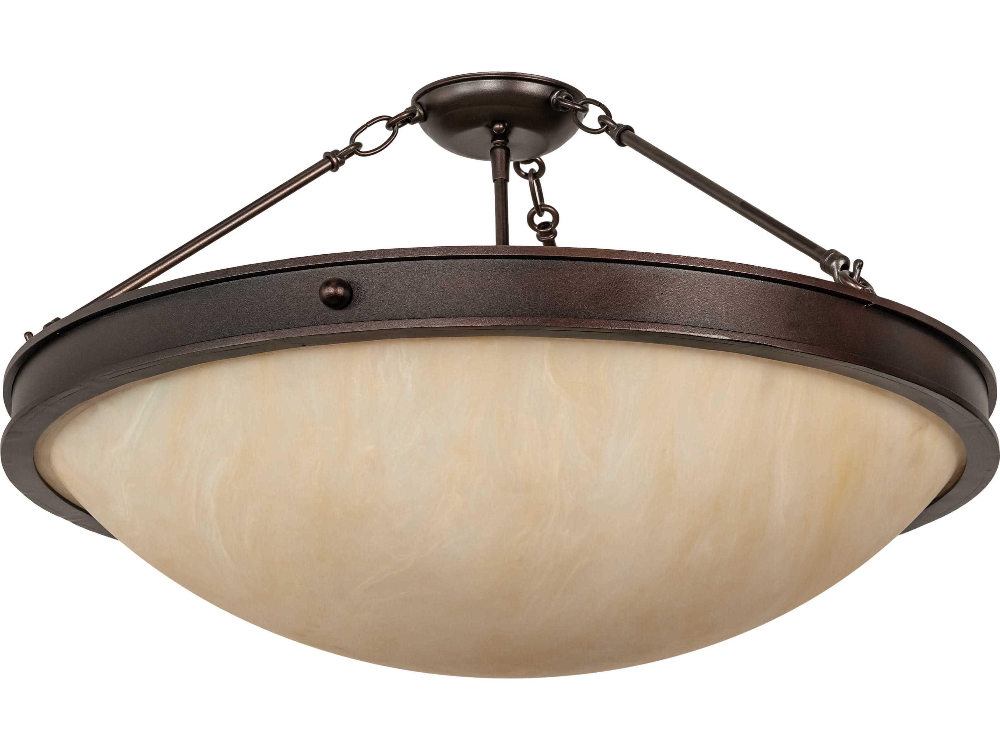 Meyda Dionne 4-Light Mahogany Bronze Brown Bowl Semi Flush Mount