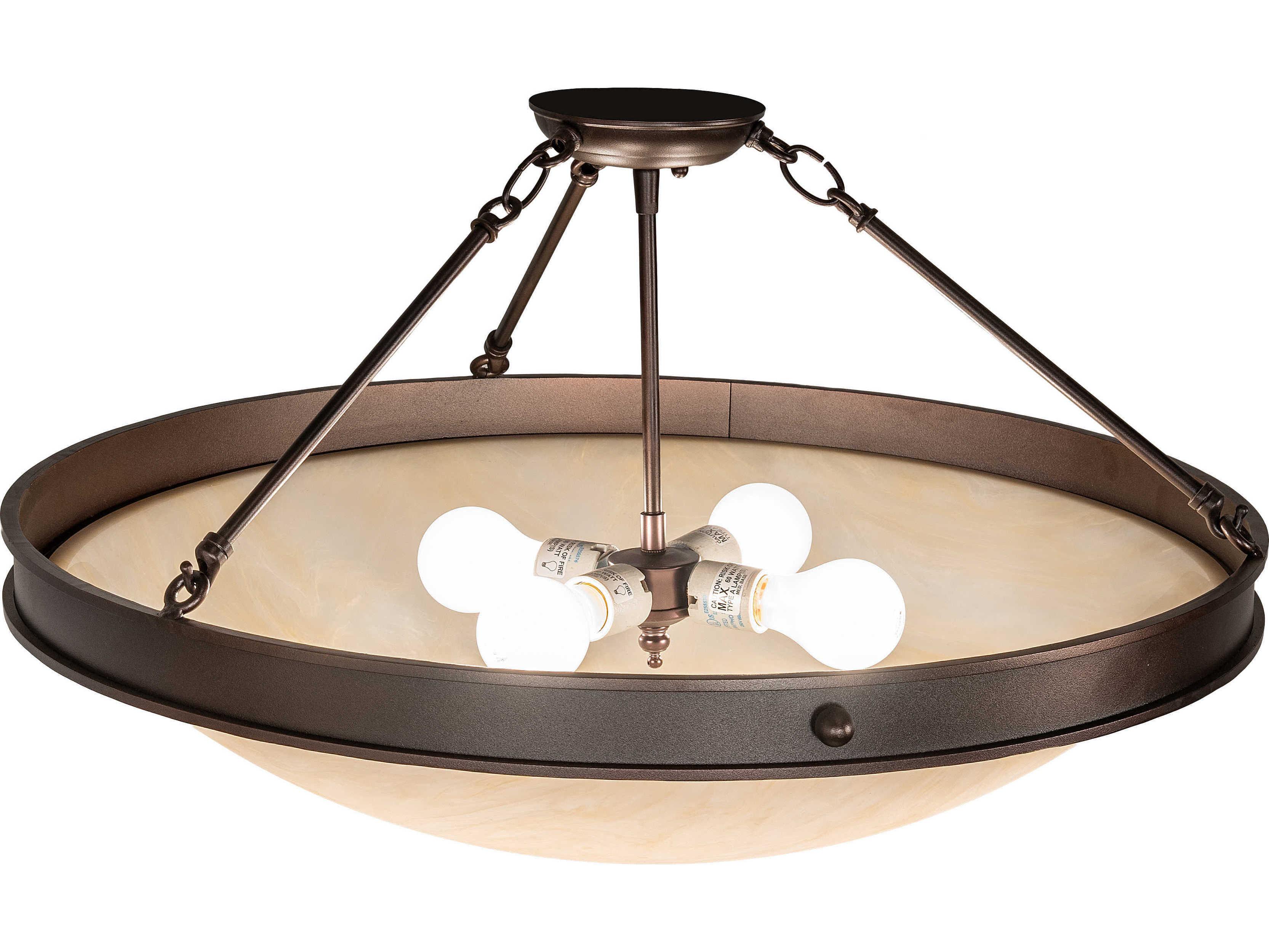 Meyda Dionne 4-Light Mahogany Bronze Brown Bowl Semi Flush Mount