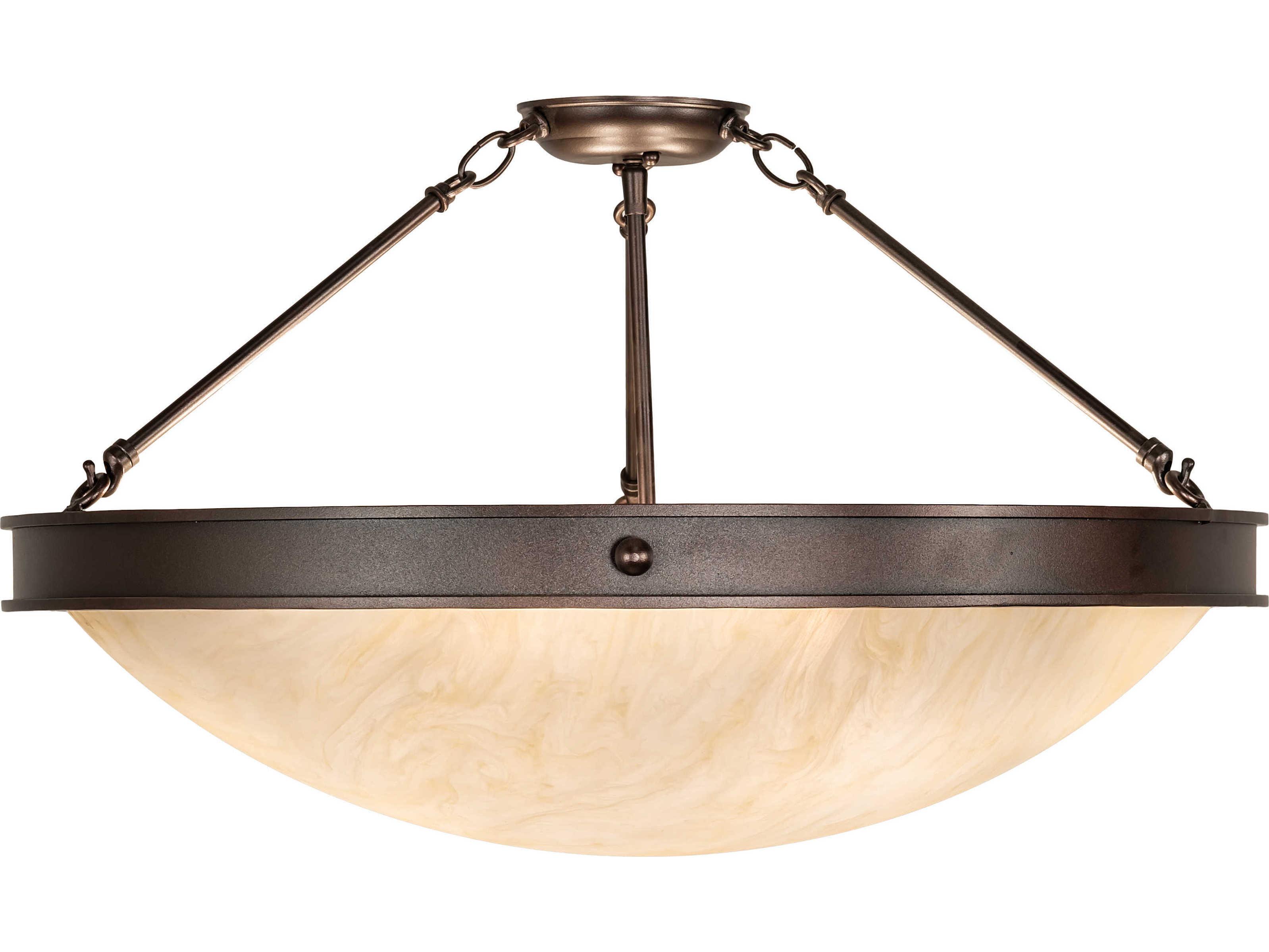Meyda Dionne 4-Light Mahogany Bronze Brown Bowl Semi Flush Mount