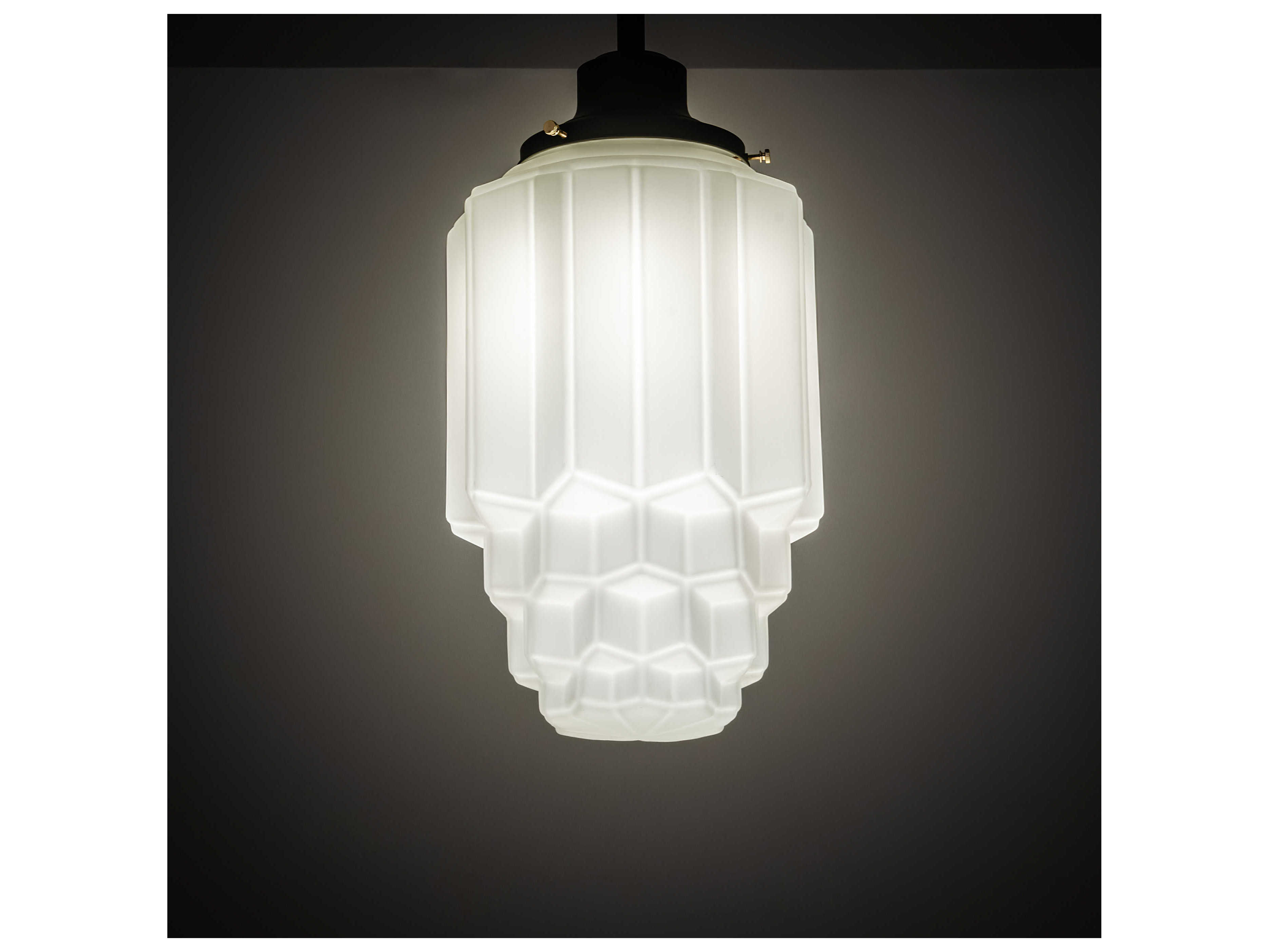 Meyda Paramount 1-Light Black White Glass Mini Pendant