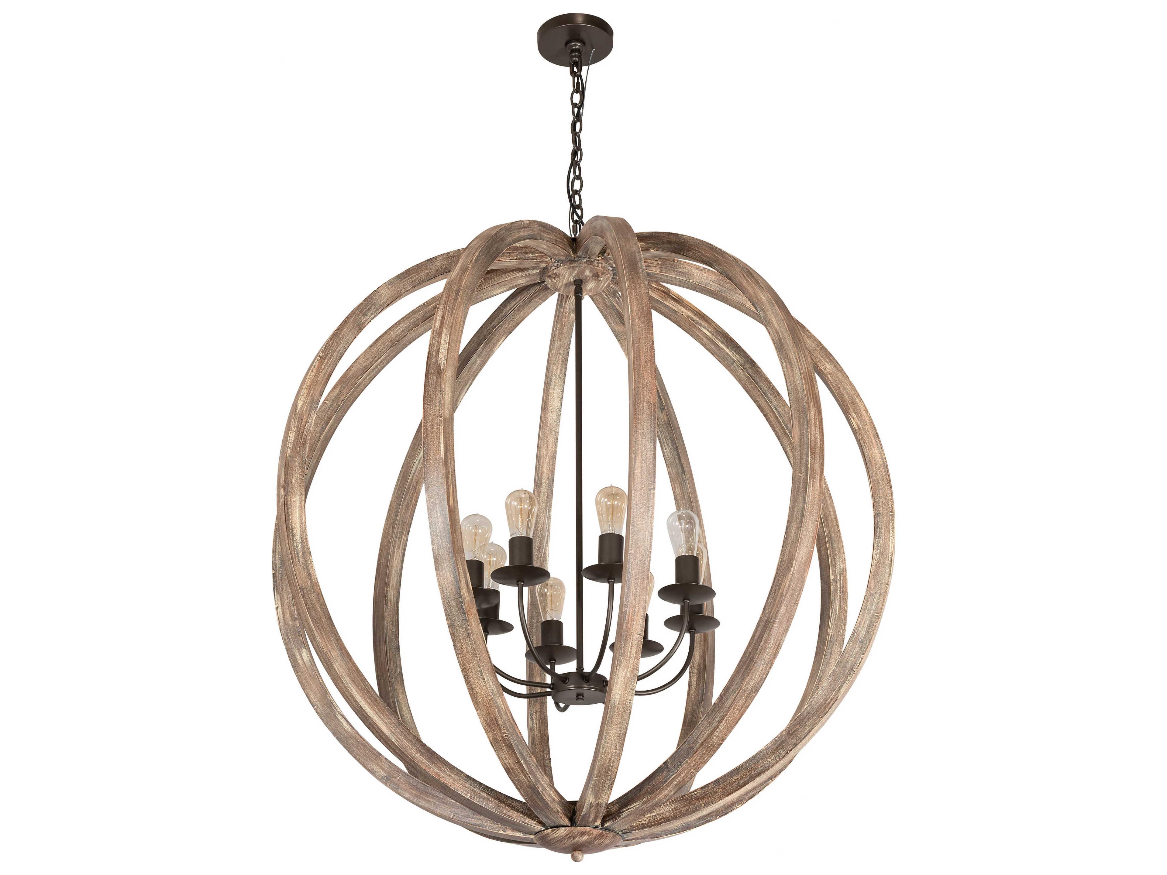 Meyda Woodward 8-Light Bronze Natural Wood Brown Chandelier