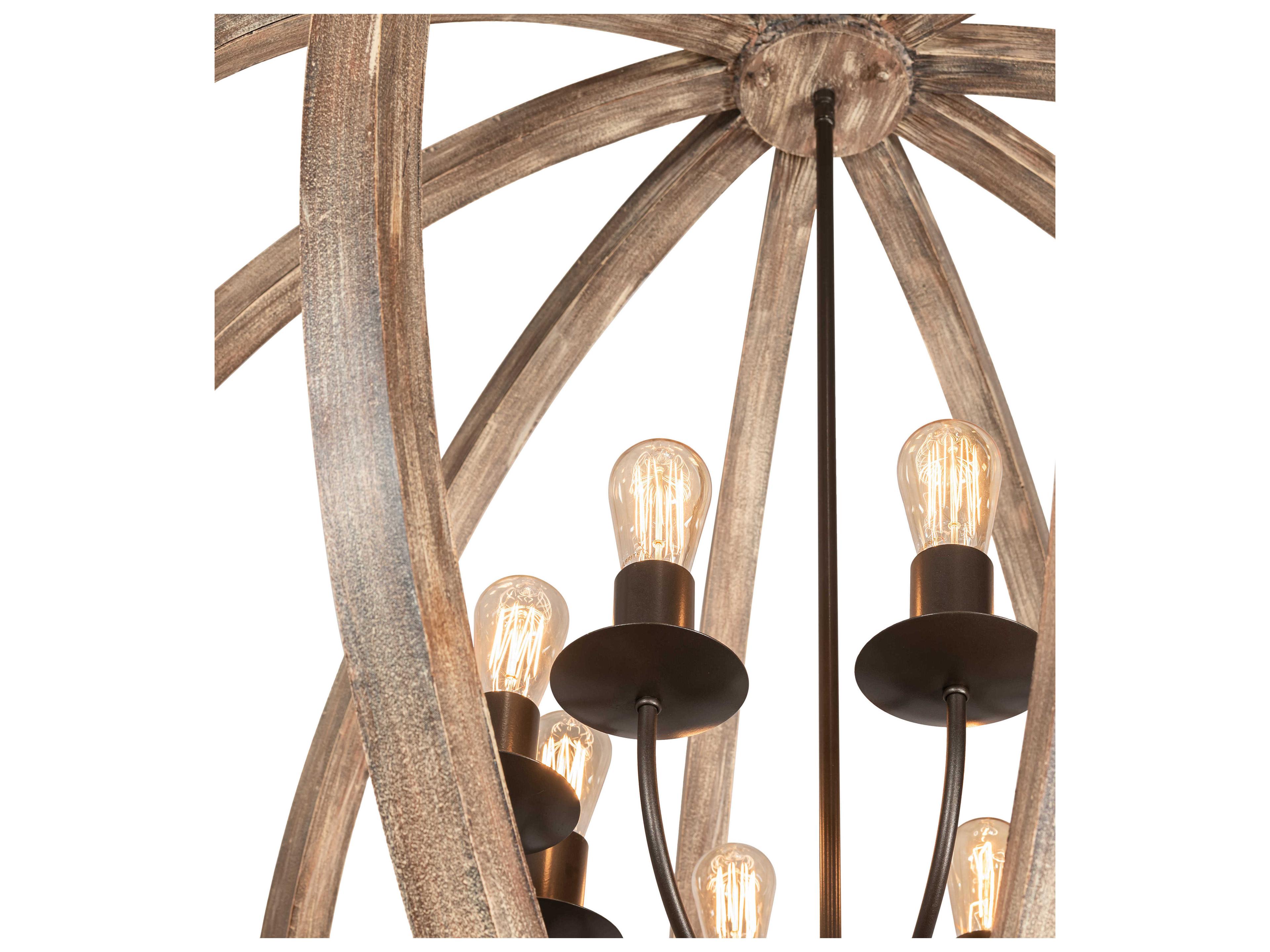 Meyda Woodward 8-Light Bronze Natural Wood Brown Chandelier