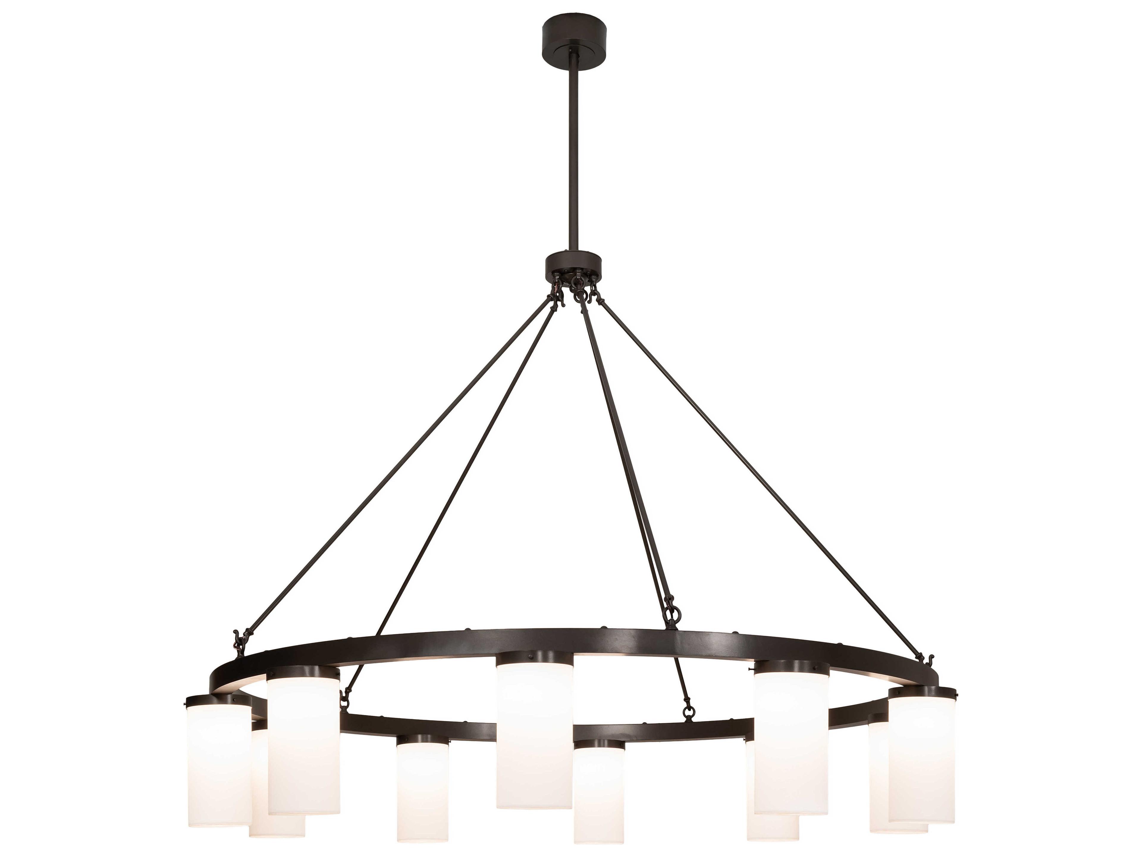 Meyda Loxley 10-Light Bronze White Cylinder Round Chandelier