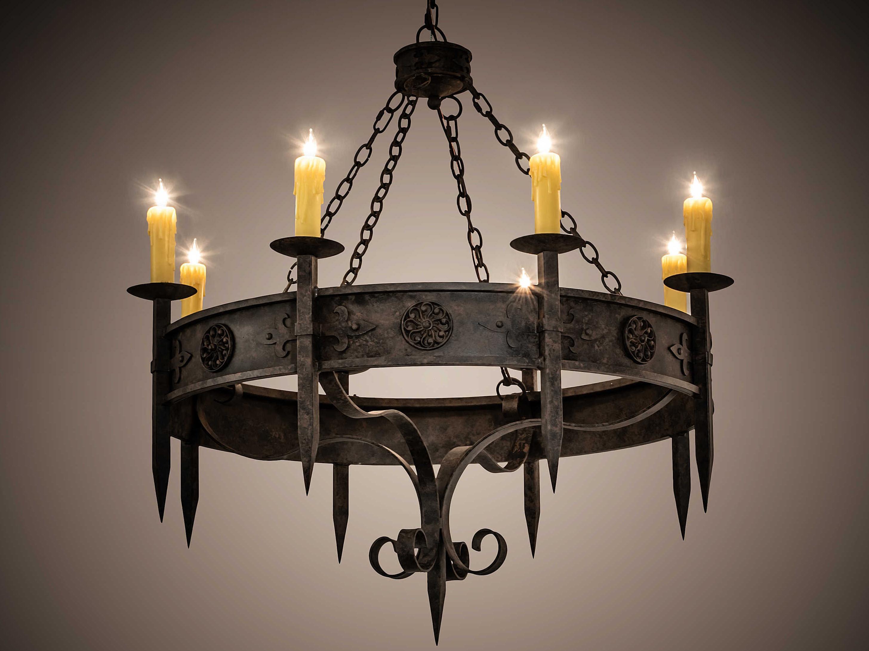 Meyda Calandra 8-Light Chocolate Ivory Brown Candelabra Round Chandelier