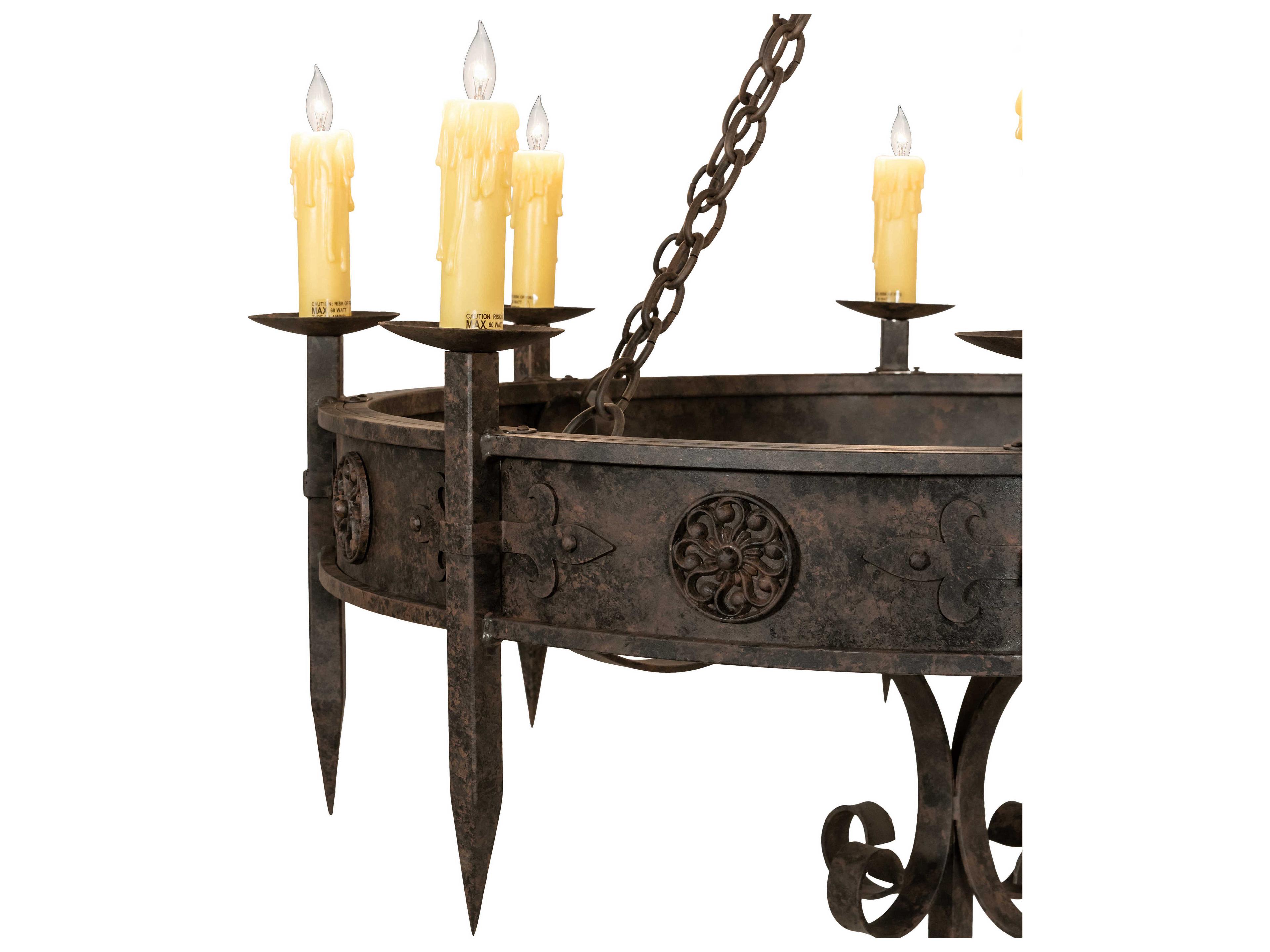 Meyda Calandra 8-Light Chocolate Ivory Brown Candelabra Round Chandelier