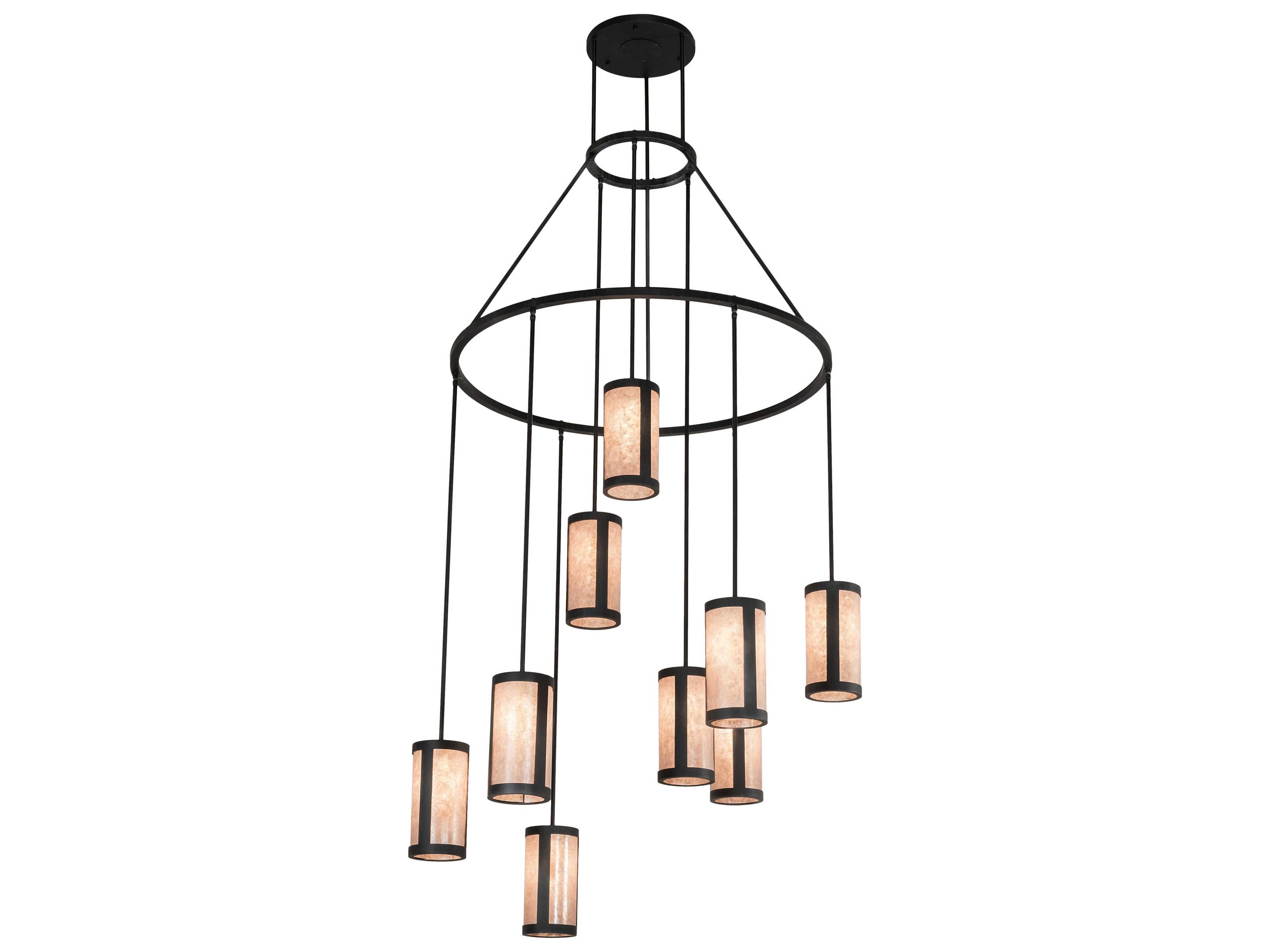 Meyda Cartier 9-Light Black Silver Mica Cylinder Chandelier