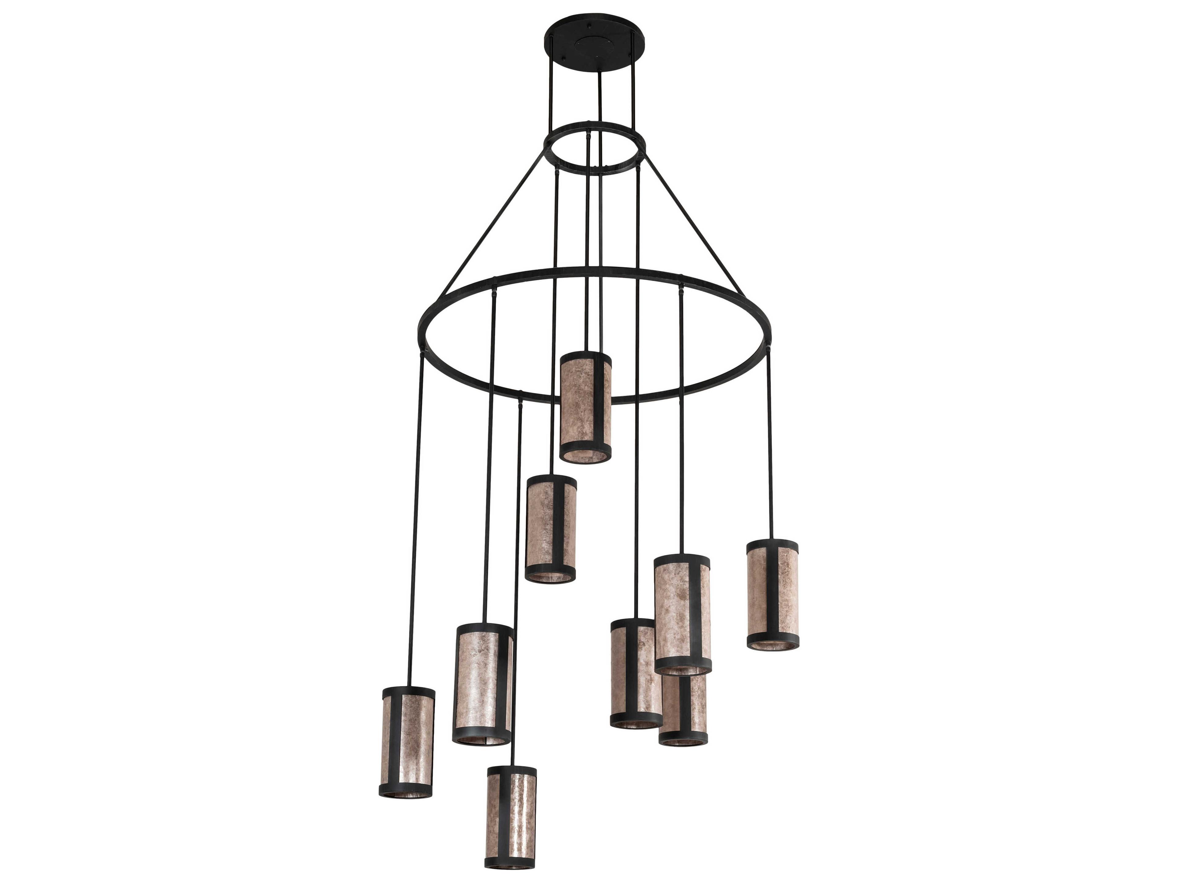 Meyda Cartier 9-Light Black Silver Mica Cylinder Chandelier