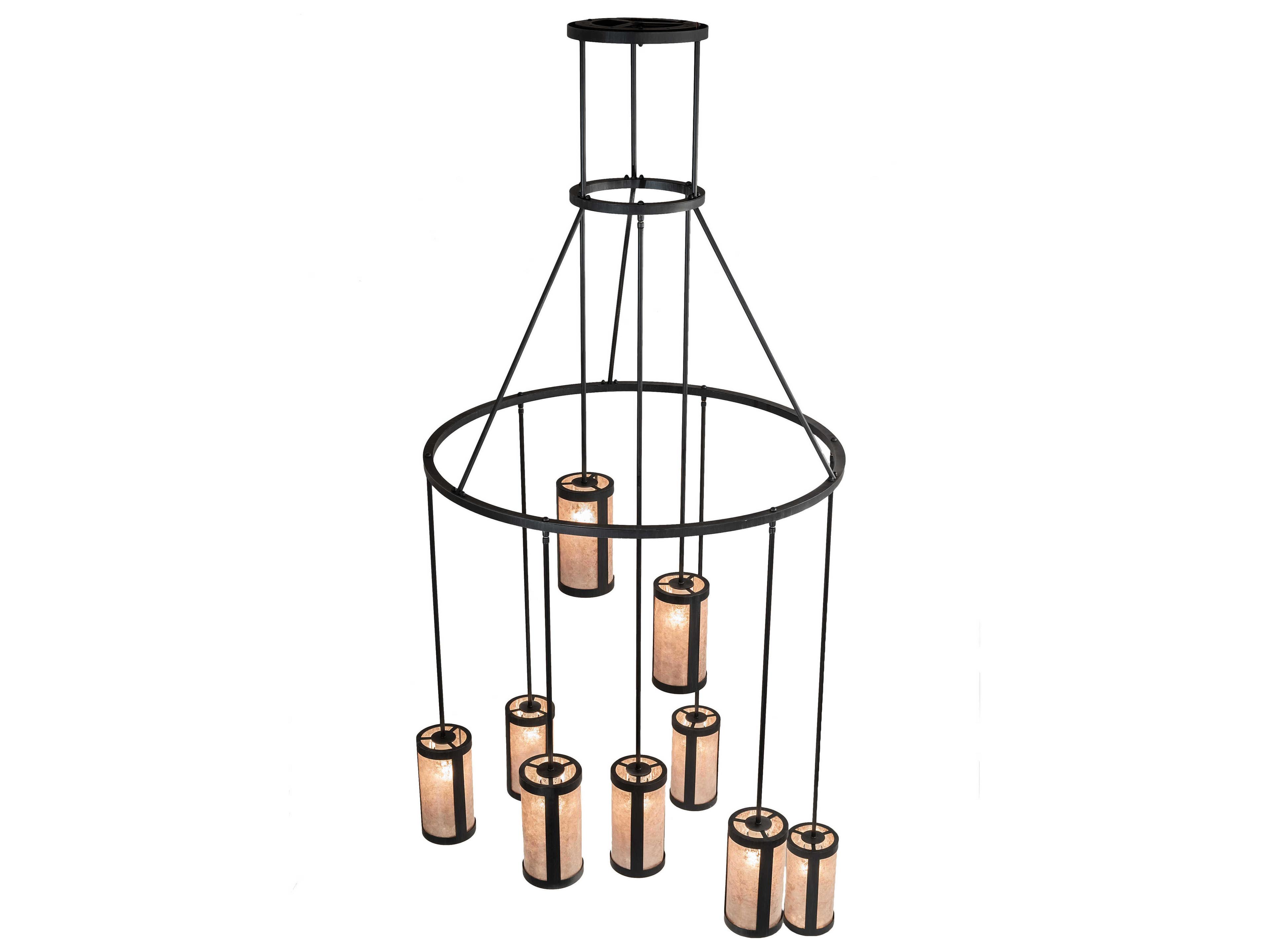 Meyda Cartier 9-Light Black Silver Mica Cylinder Chandelier