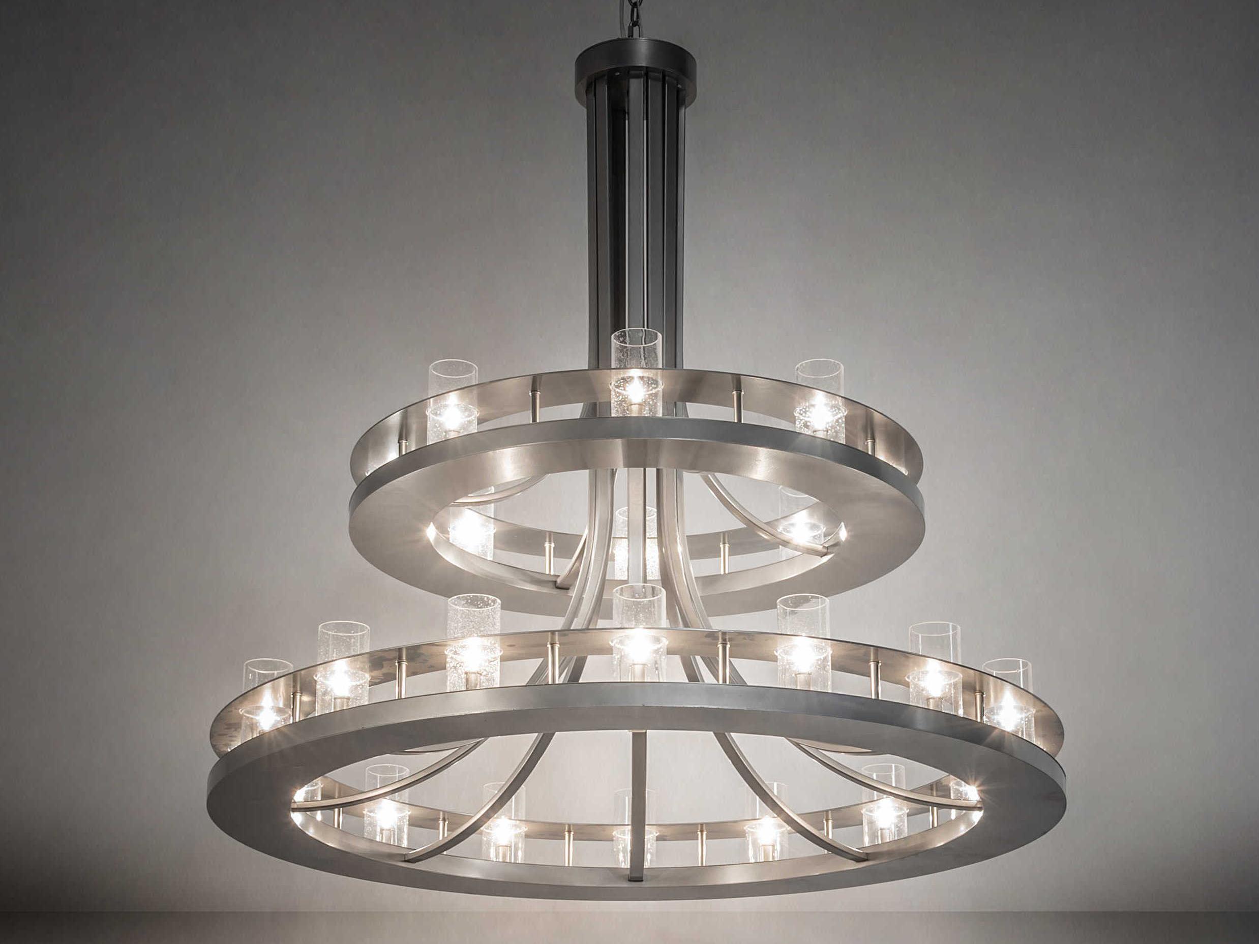 Meyda Arion 24-Light Nickel Clear Glass Candelabra Round Tiered Chandelier