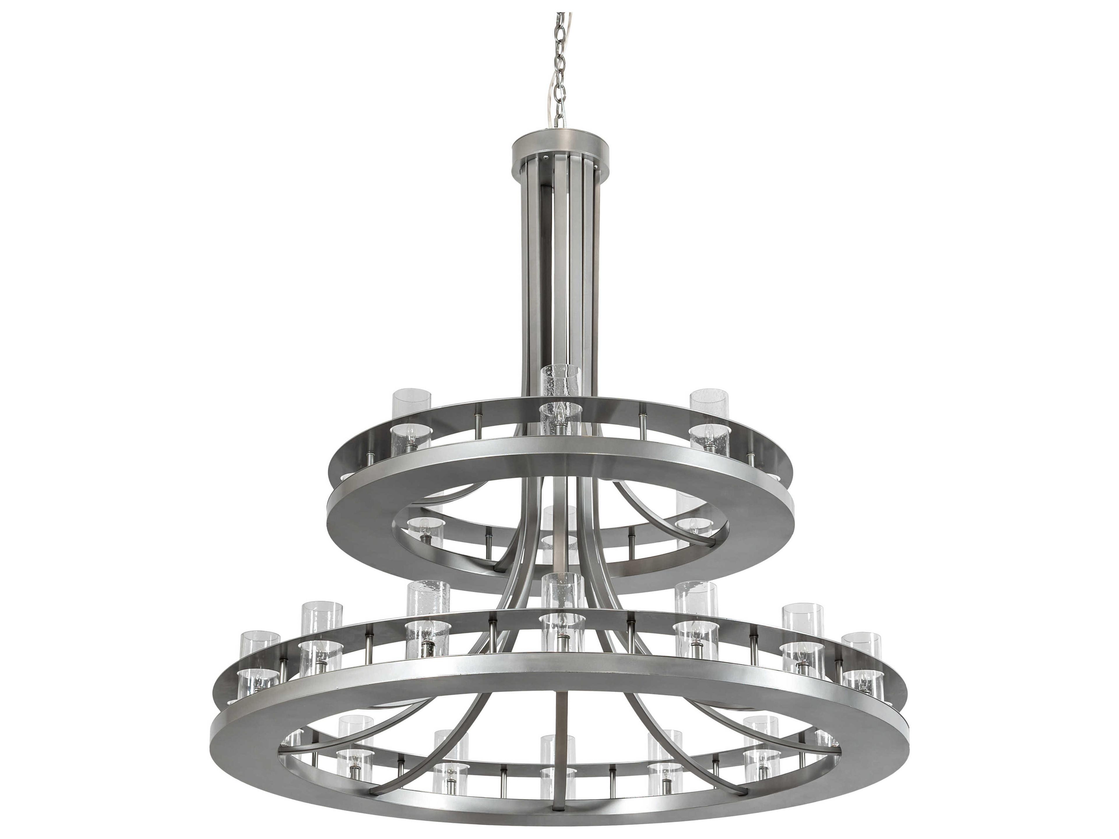 Meyda Arion 24-Light Nickel Clear Glass Candelabra Round Tiered Chandelier