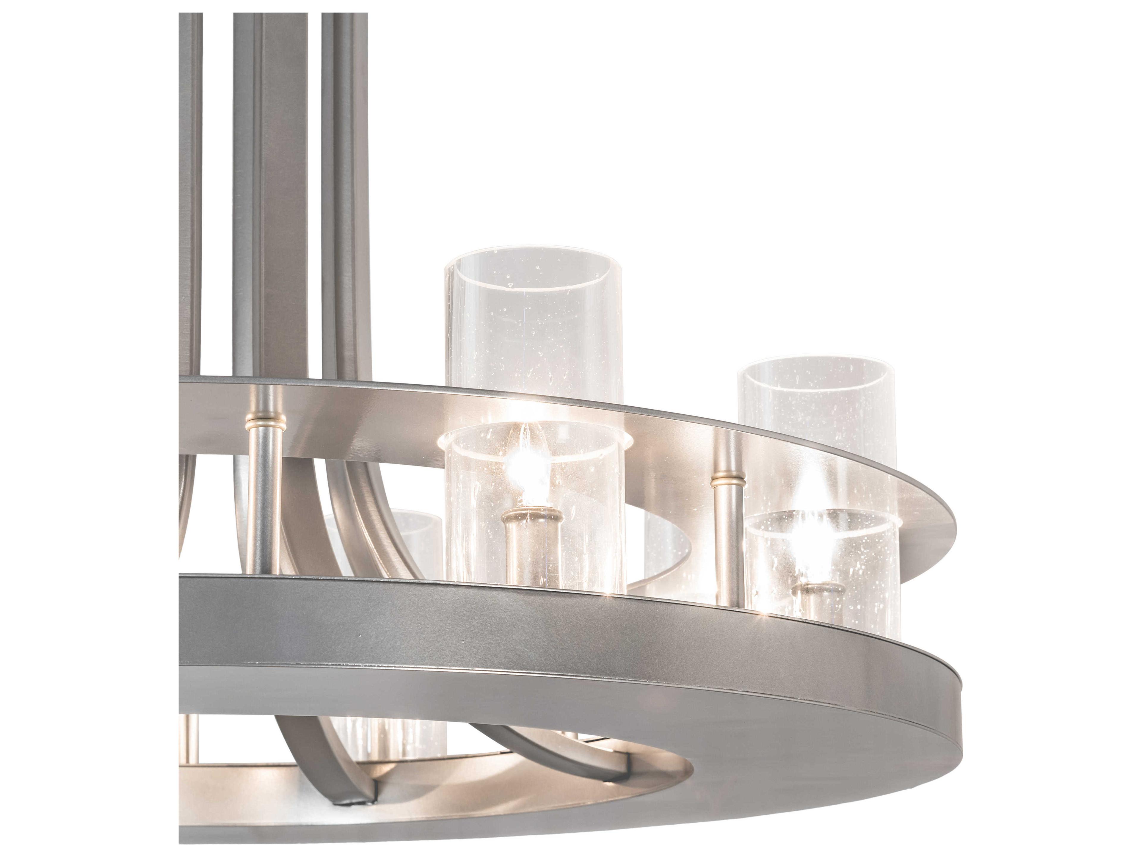 Meyda Arion 8-Light Nickel Clear Glass Cylinder Round Chandelier
