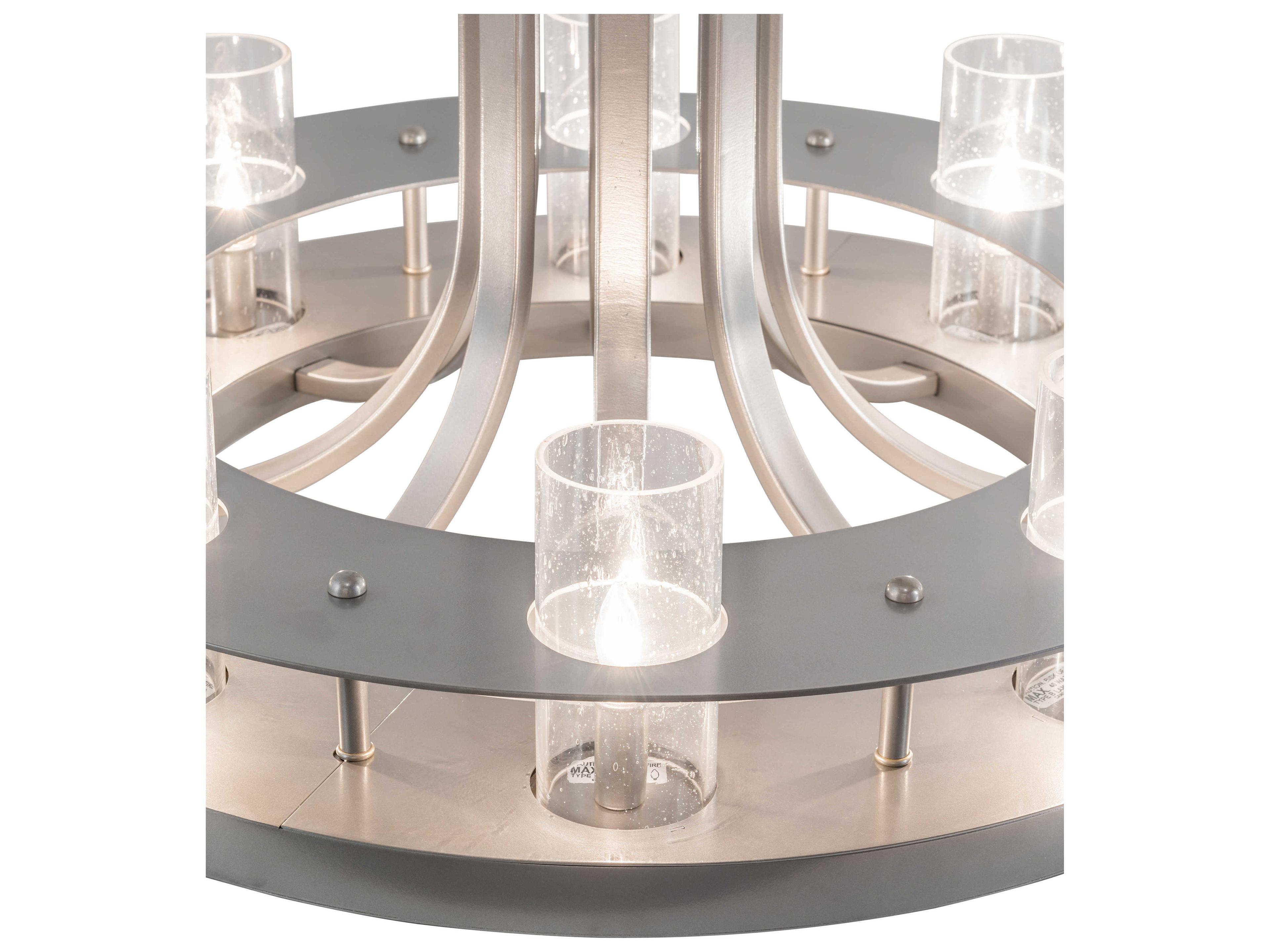 Meyda Arion 8-Light Nickel Clear Glass Cylinder Round Chandelier